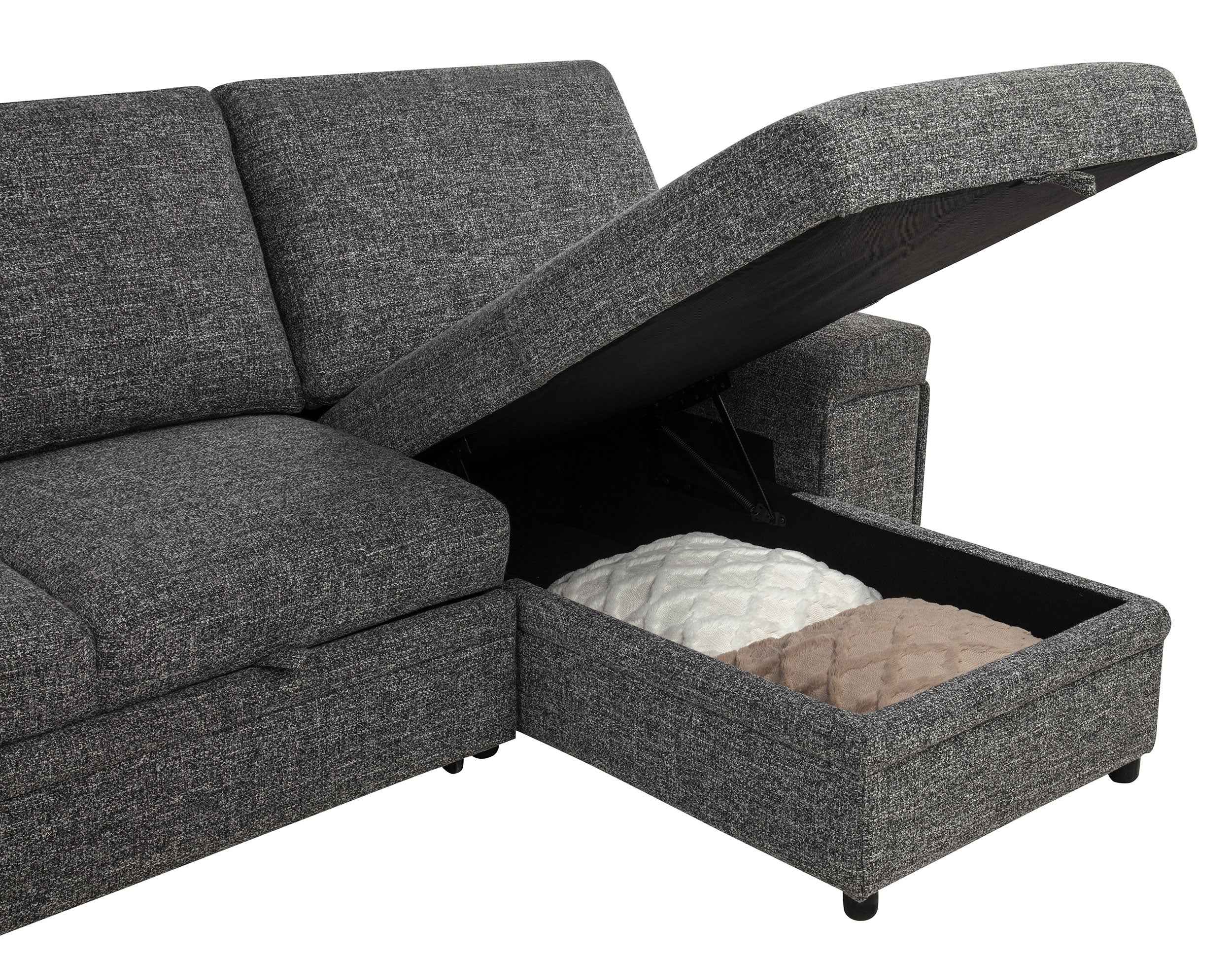 Demko Granite Sleeper Sectional Sofa with Speaker and Storage Chaise - Image 13