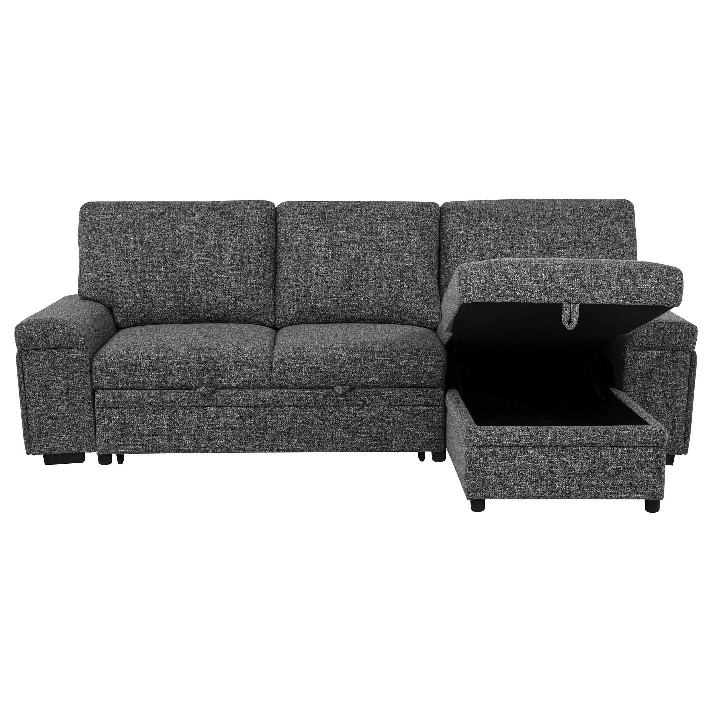 Demko Granite Sleeper Sectional Sofa with Speaker and Storage Chaise - Image 6