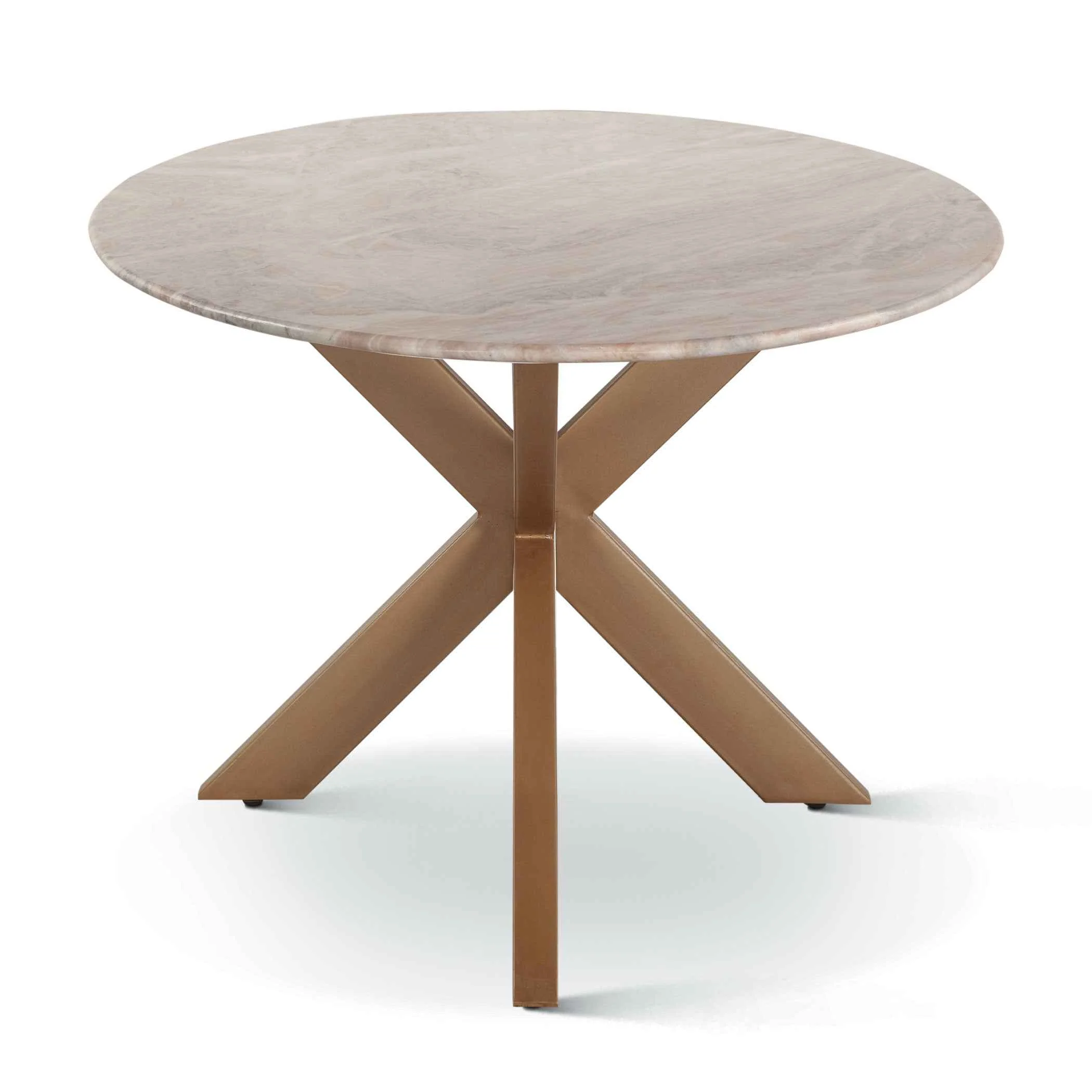 Malibu 90" Oval Dining Table in Sawar Marble with Antique Gold Base - Image 9