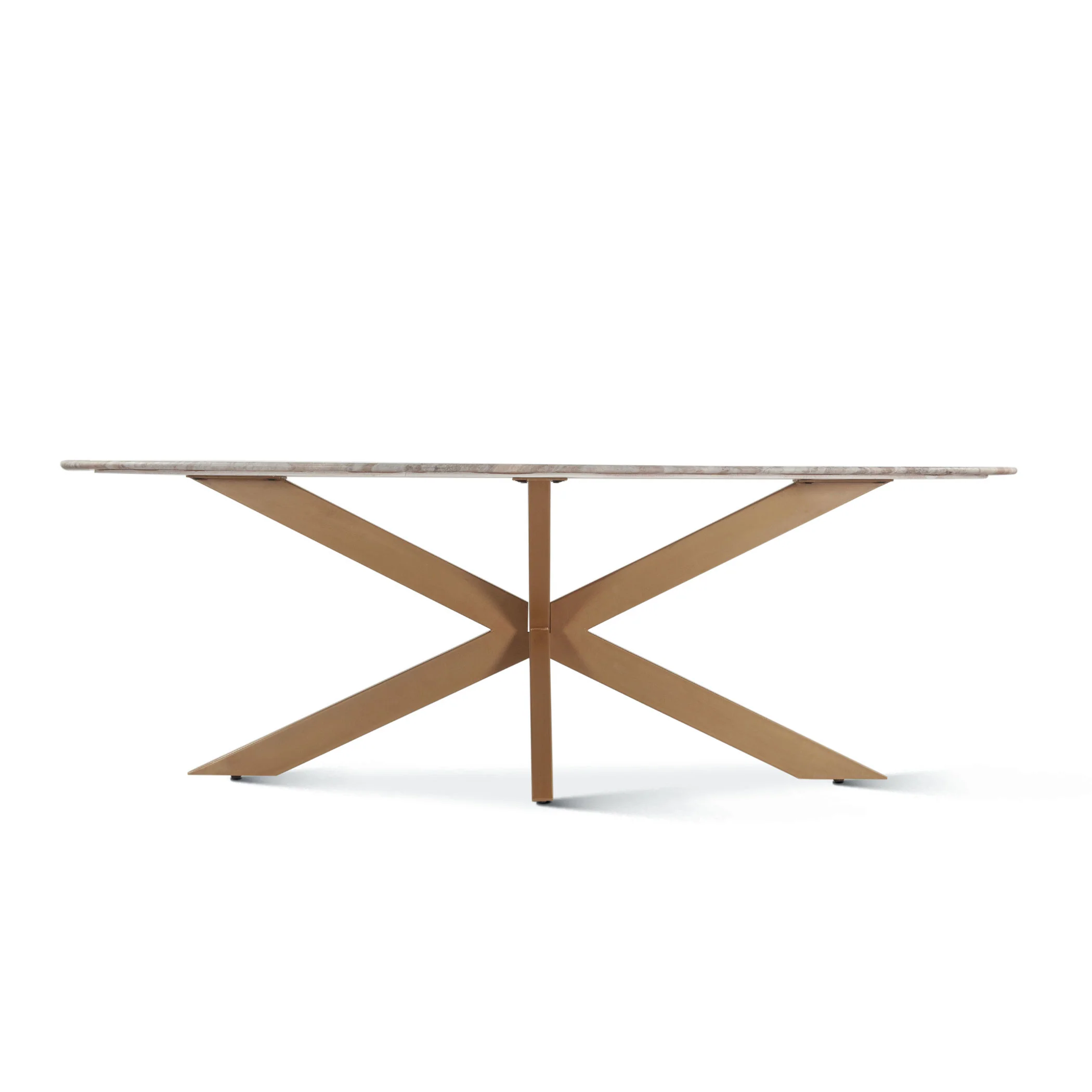Malibu 70" Oval Dining Table in Sawar Marble with Antique Gold Base - Image 10