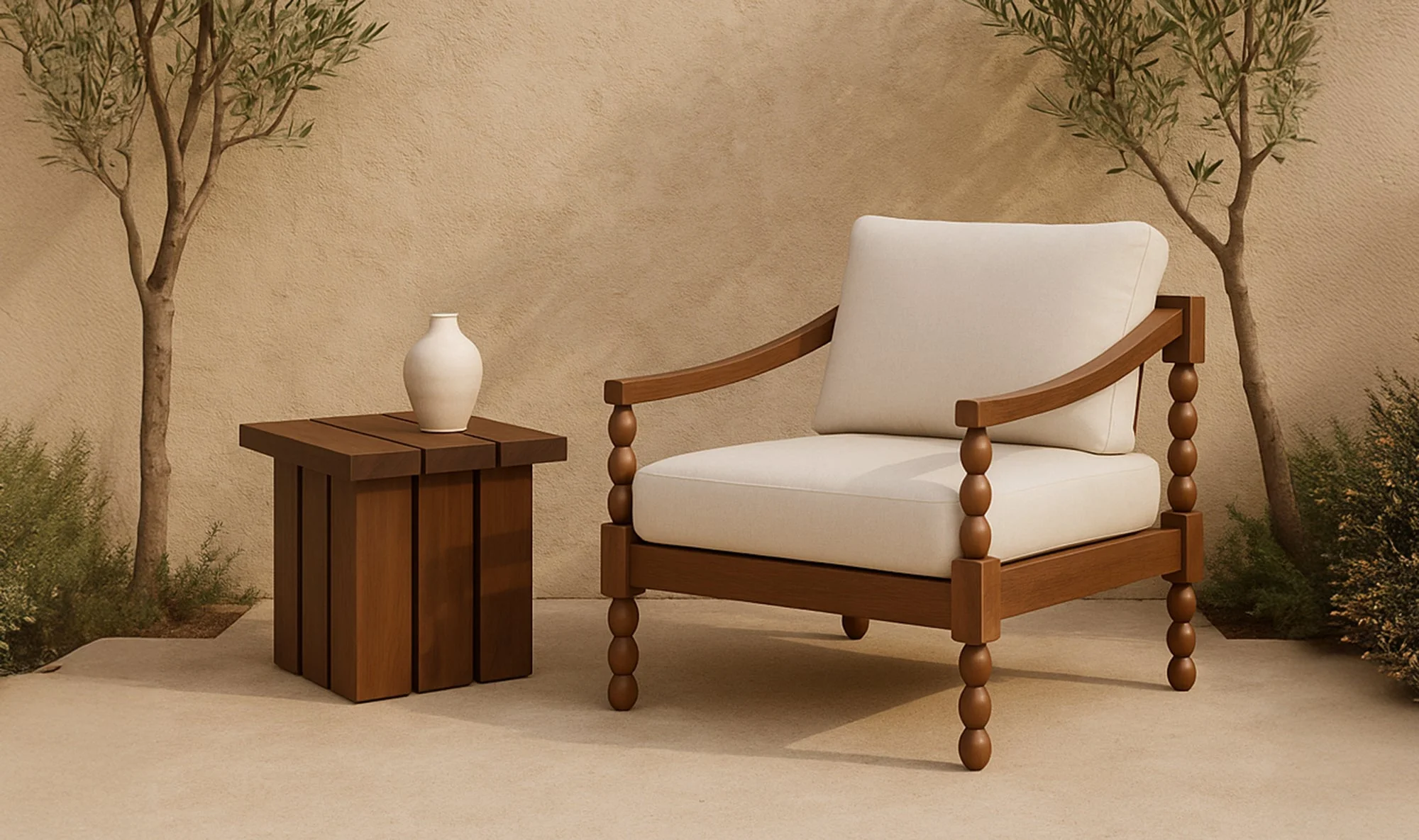 Denby Outdoor Side Table Brown - Image 3