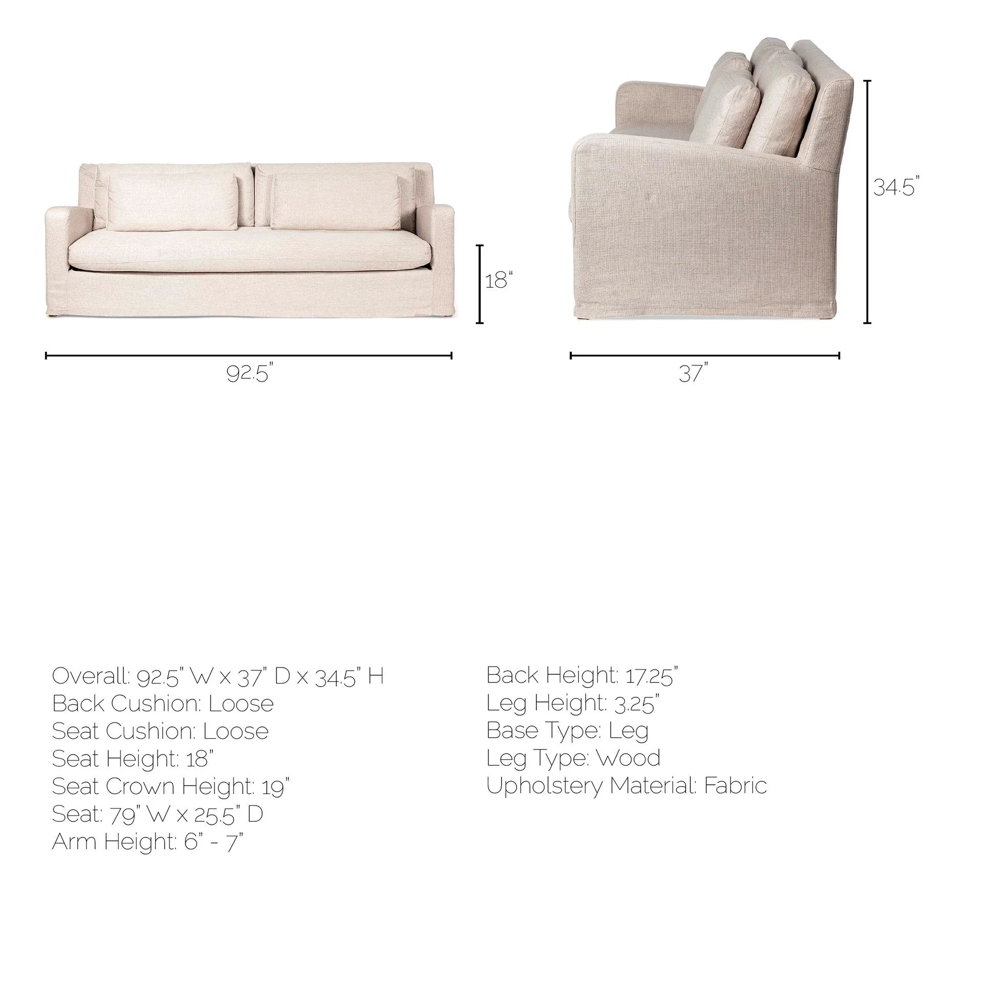 Denly II Beige Slipcover Three Seater Sofa - Image 12