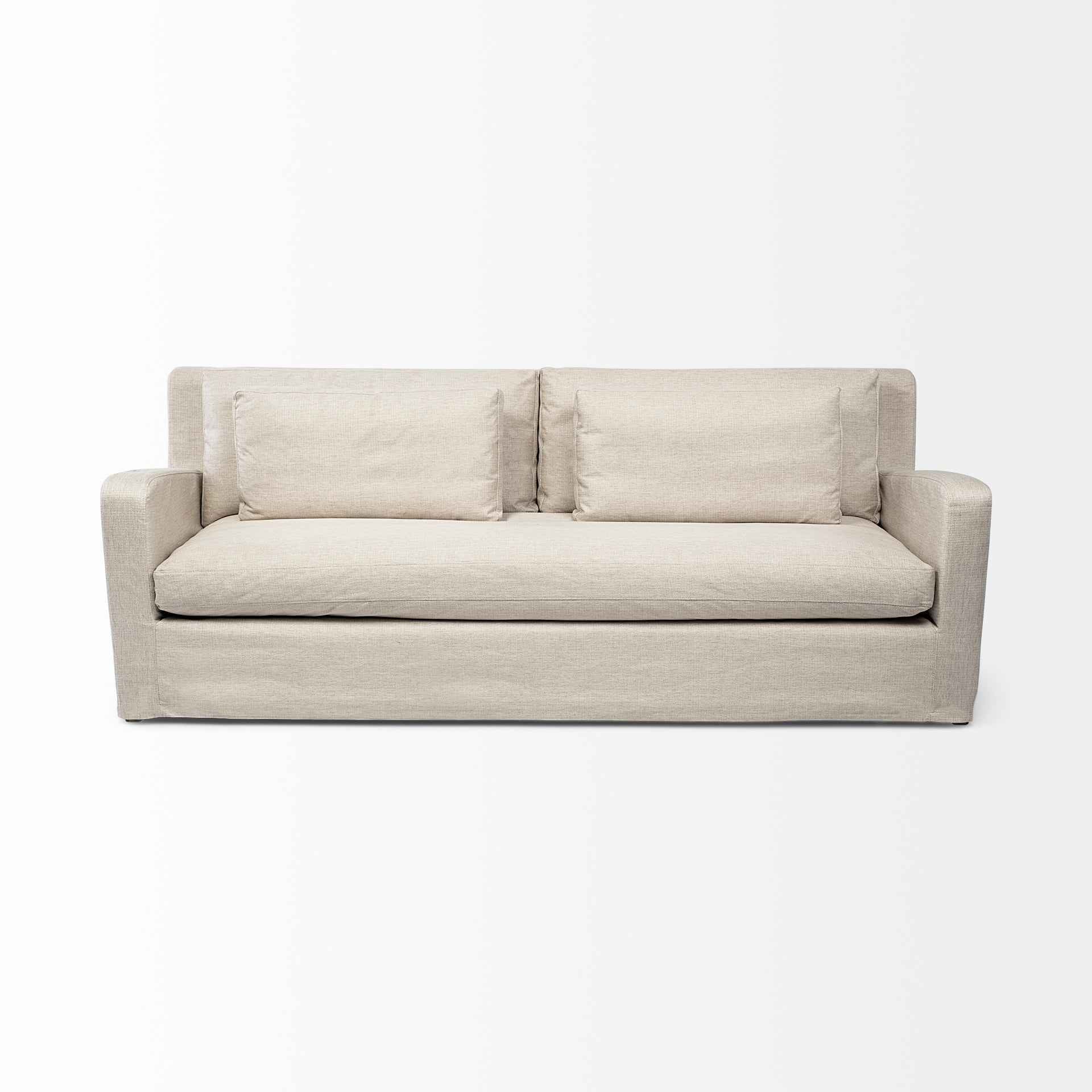 Denly II Beige Slipcover Three Seater Sofa - Image 2