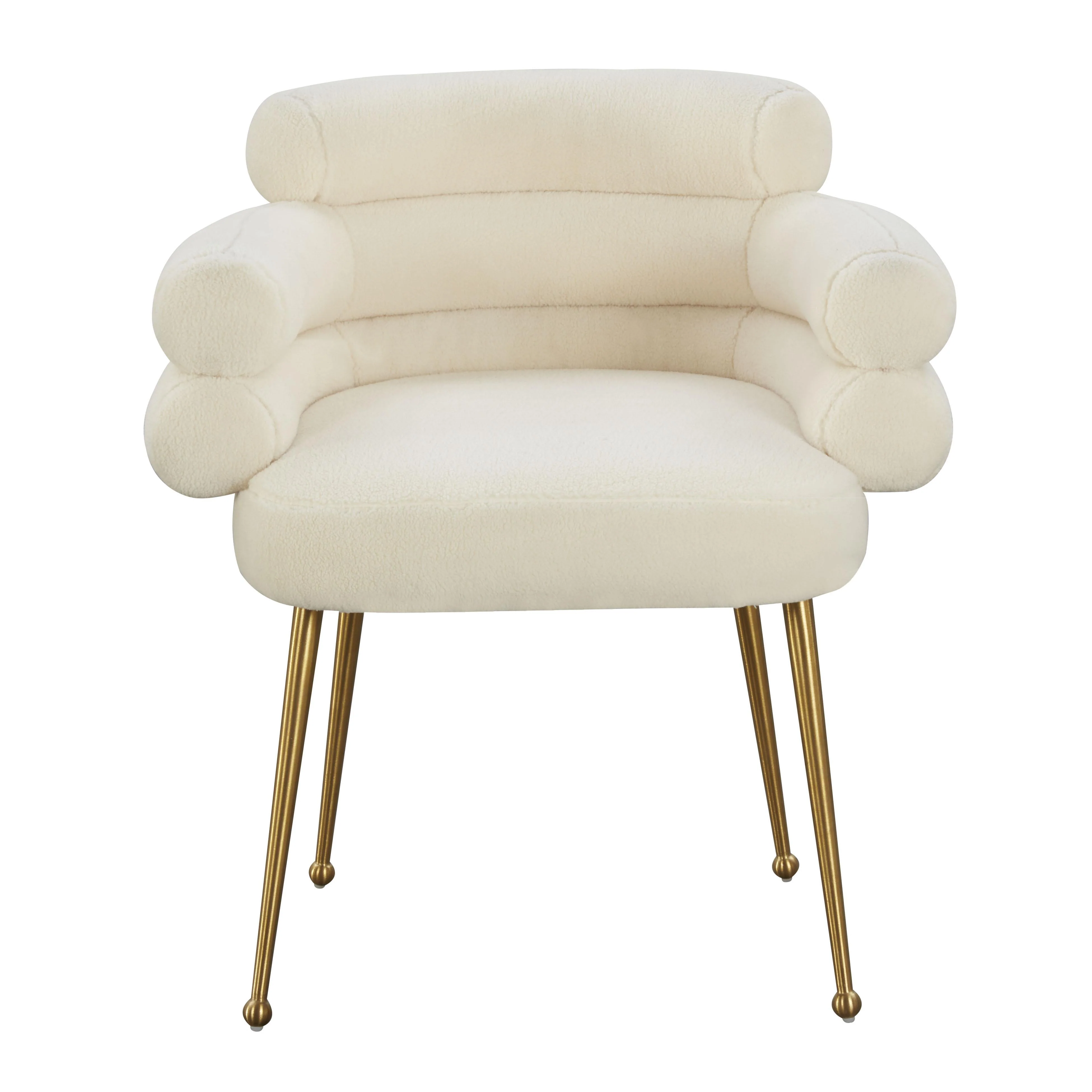 Dente Cream Performance Faux Sheepskin Dining Chair - Image 3