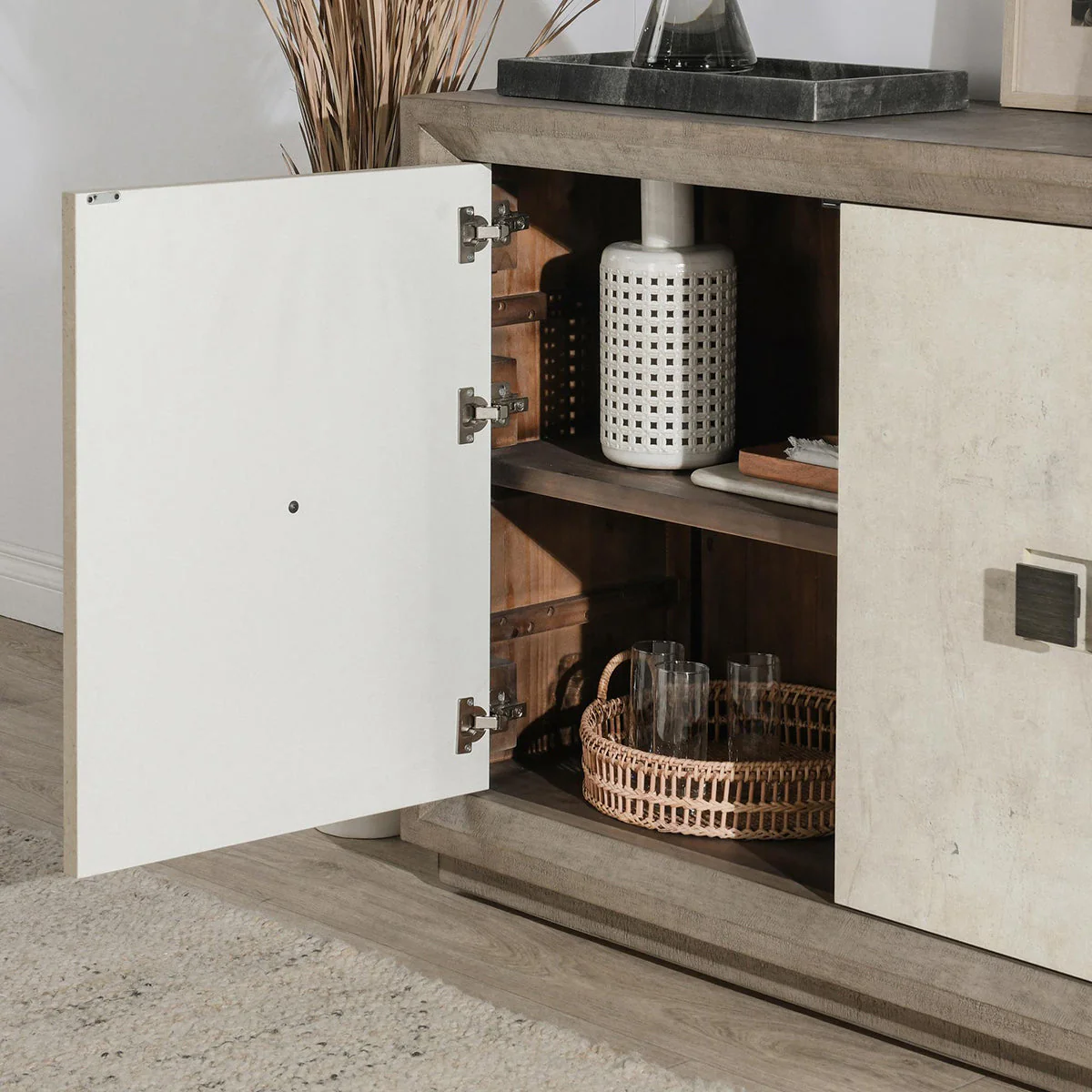 Denver 2 Door Cabinet Distressed - Gray/Antique White - Image 10