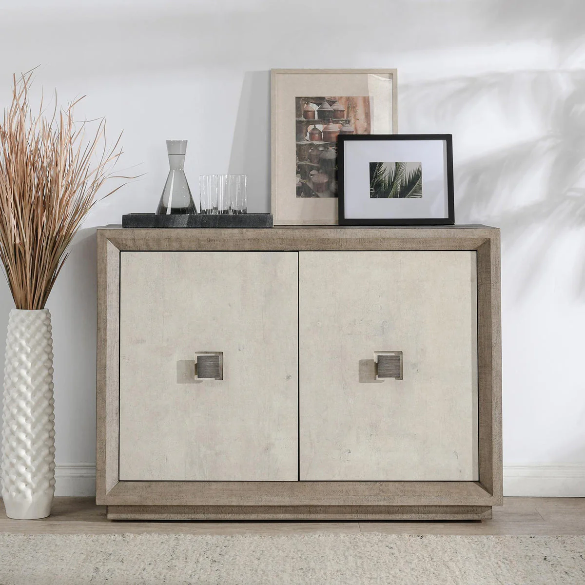 Denver 2 Door Cabinet Distressed - Gray/Antique White - Image 8