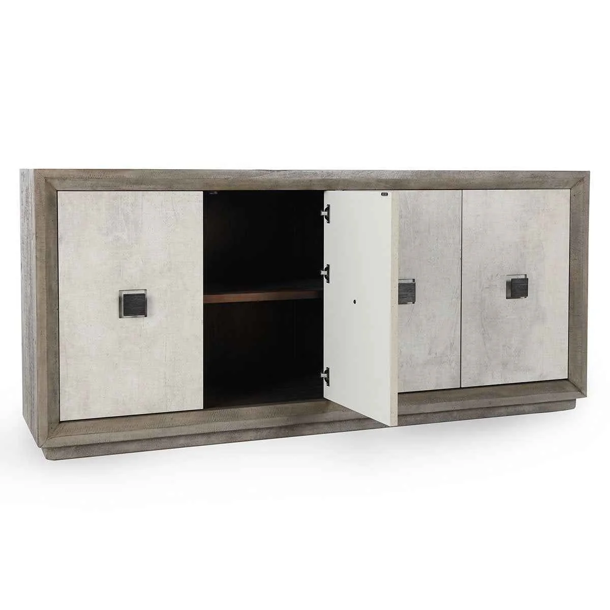 Denver 4 Door Cabinet Distressed - Gray/Antique White - Image 4