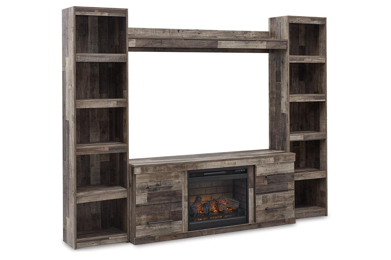 Derekson Multi Gray 4-Piece Entertainment Center with Electric Fireplace - Image 3