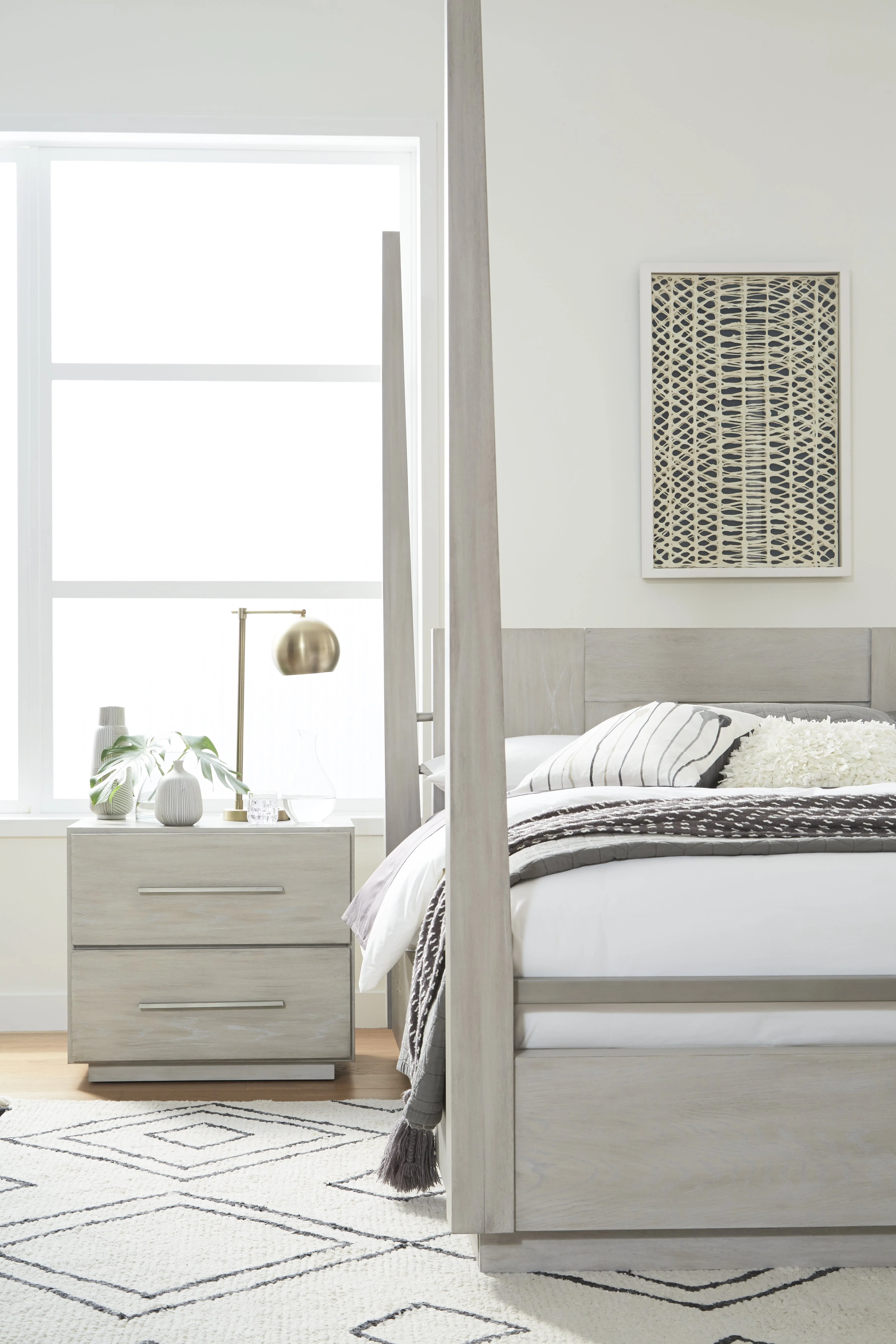 Destination Two Drawer Nightstand in Cotton Grey - Image 2