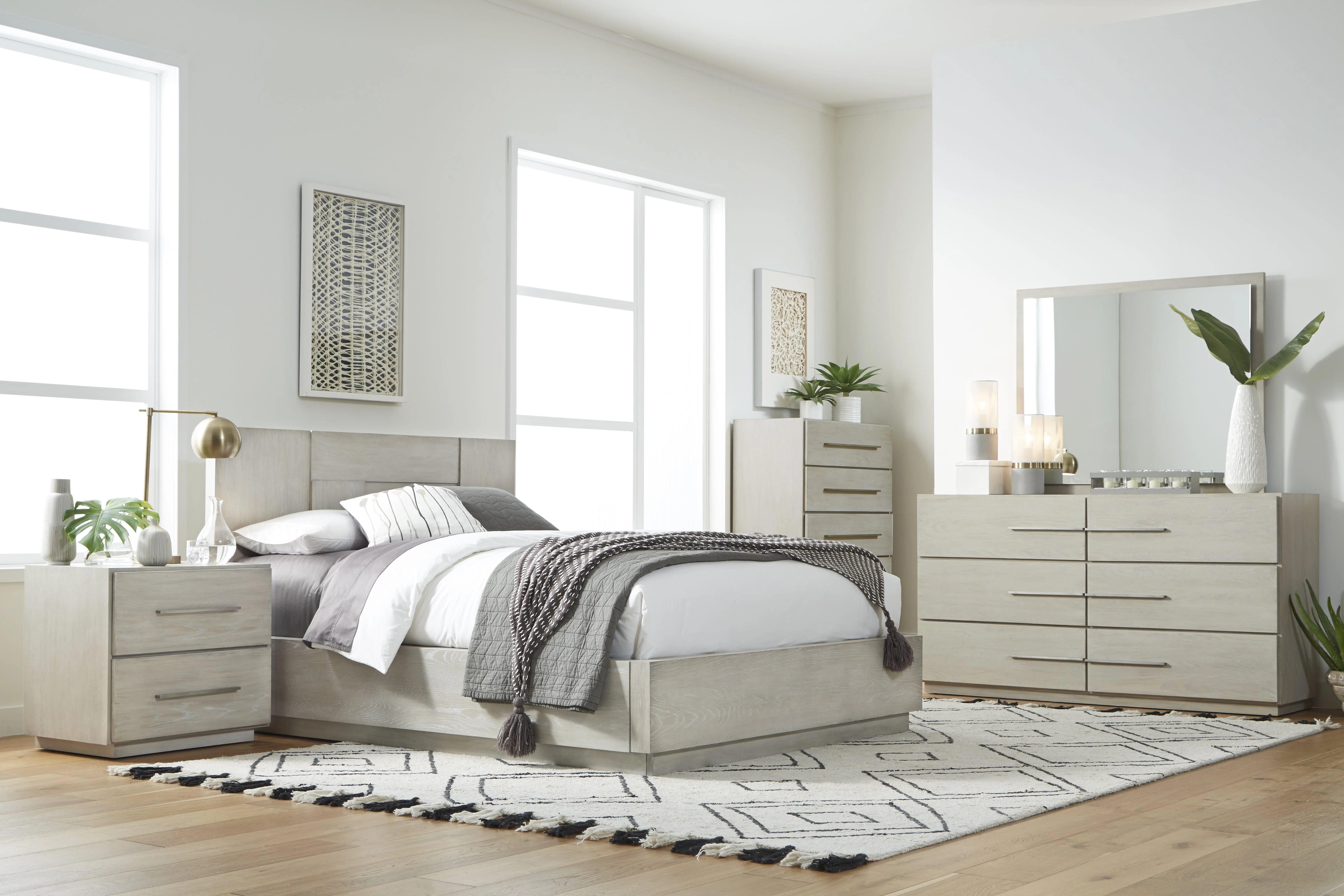 Destination Wood Queen Panel Bed in Cotton Grey - Image 2