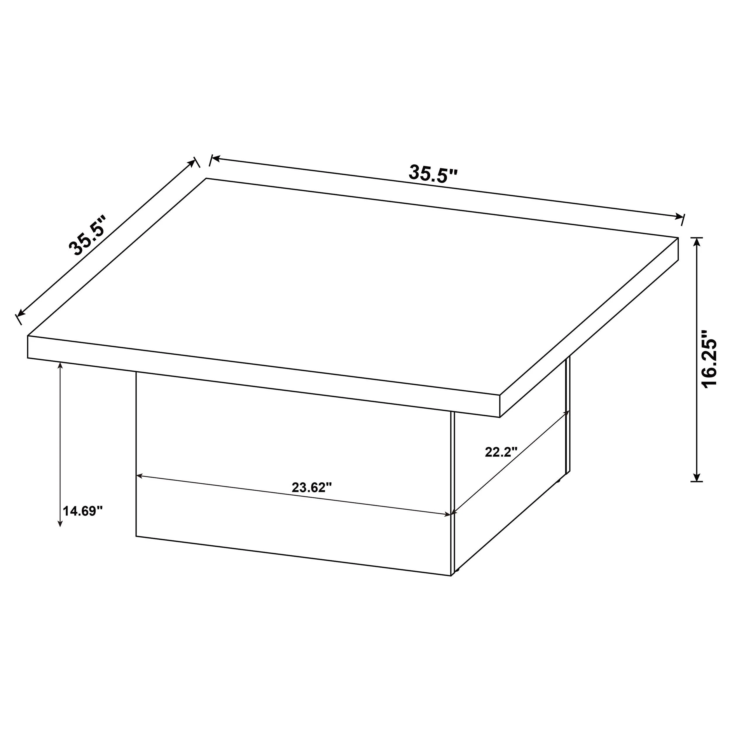 Devar Dark Pine Square Engineered Wood Cocktail Coffee Table - Image 8