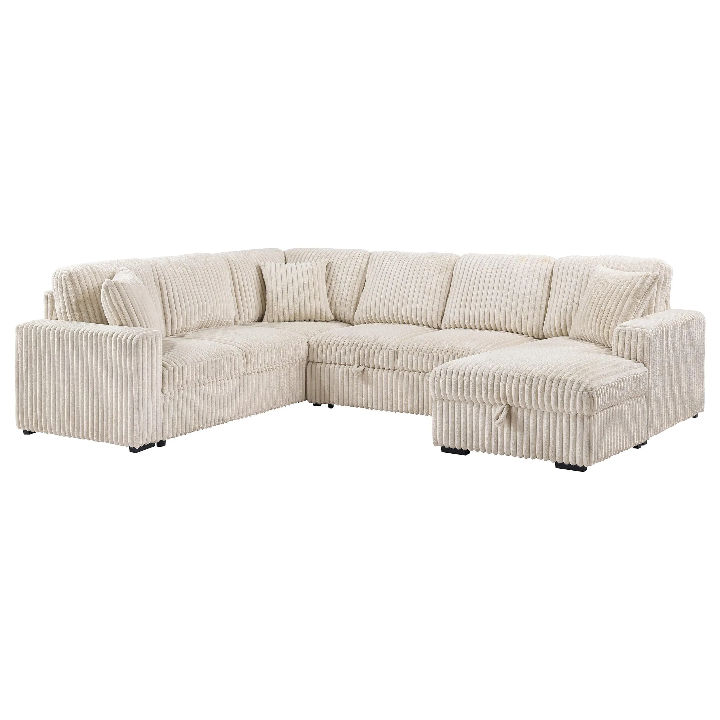 Devonshire Camel Sleeper Sectional Sofa Storage Chaise - Image 5