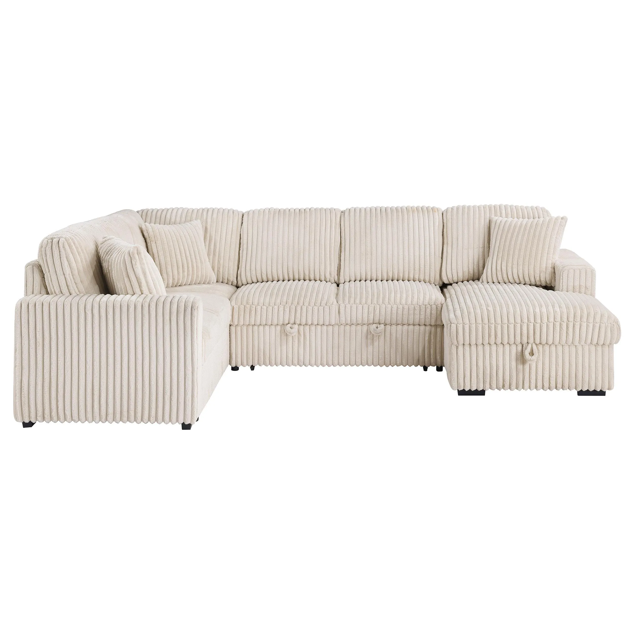 Devonshire Camel Sleeper Sectional Sofa Storage Chaise - Image 9