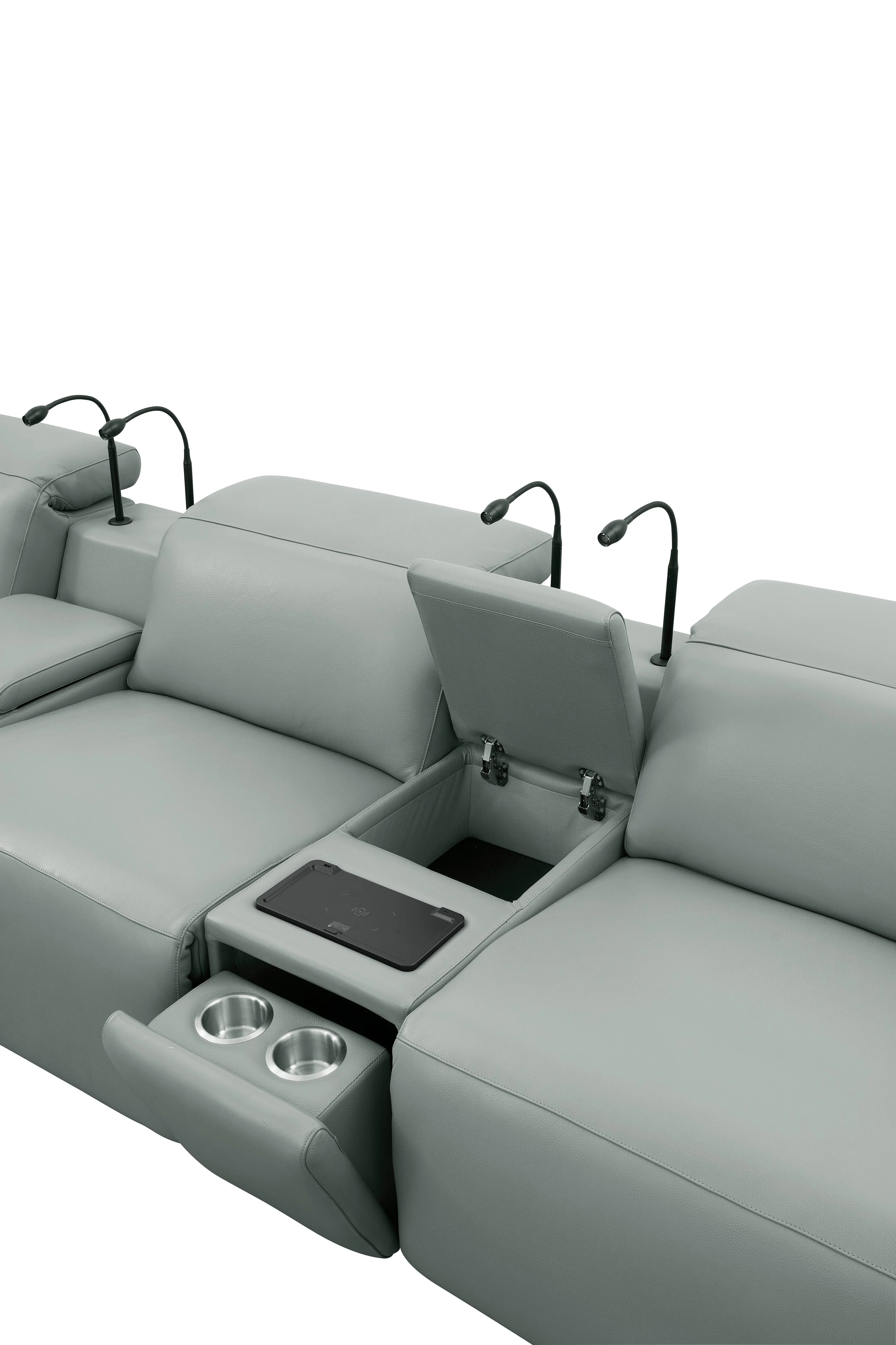Diamante Grey 5-Piece 3 Power Recliner Row - Image 11