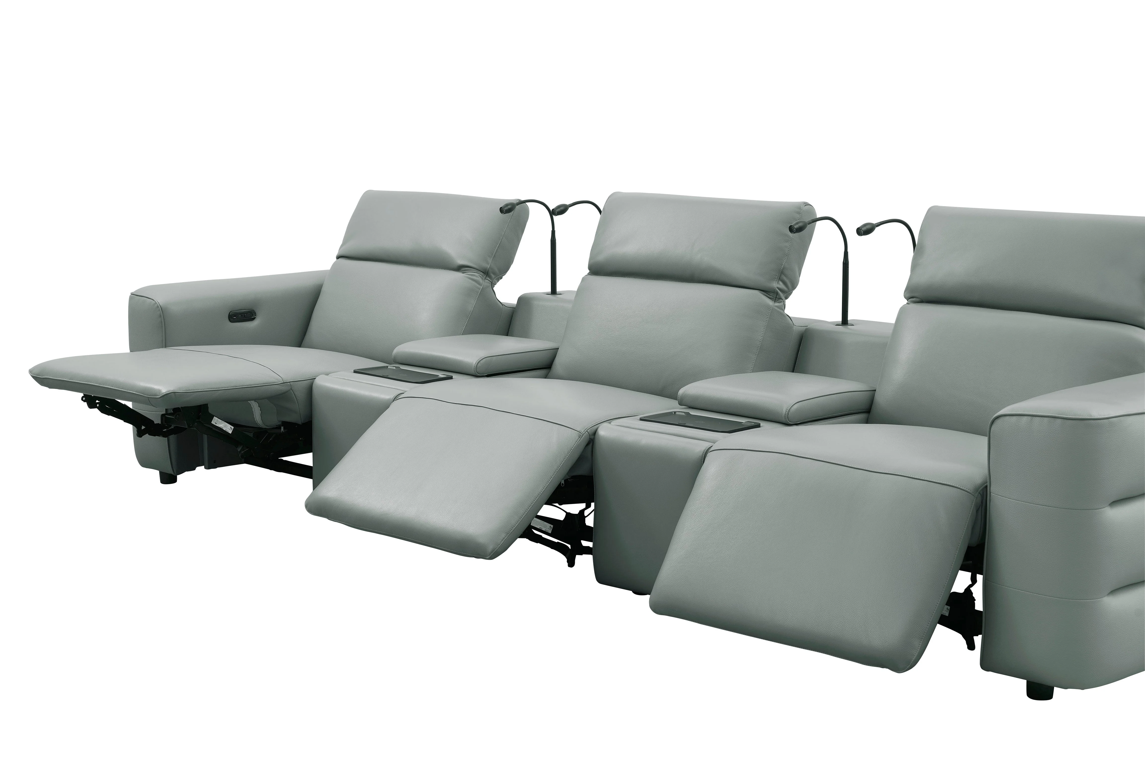 Diamante Grey 5-Piece 3 Power Recliner Row - Image 6