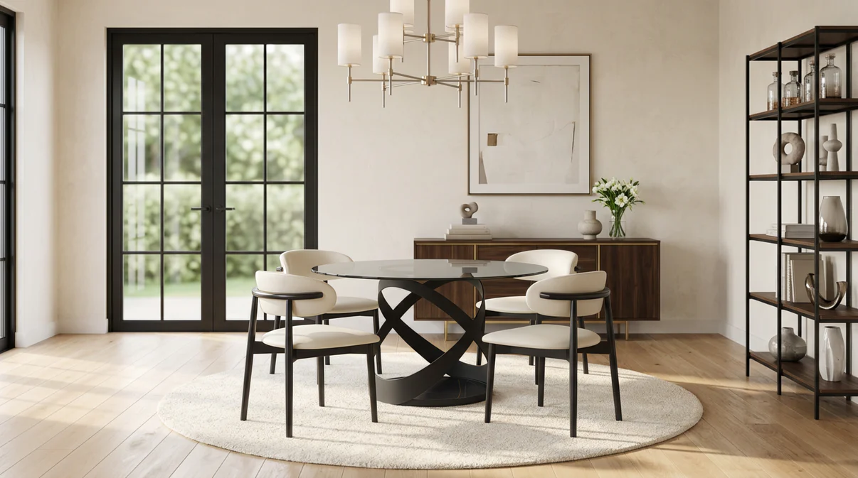 Dimi (Smoke Glass/Black) Dining Room Set