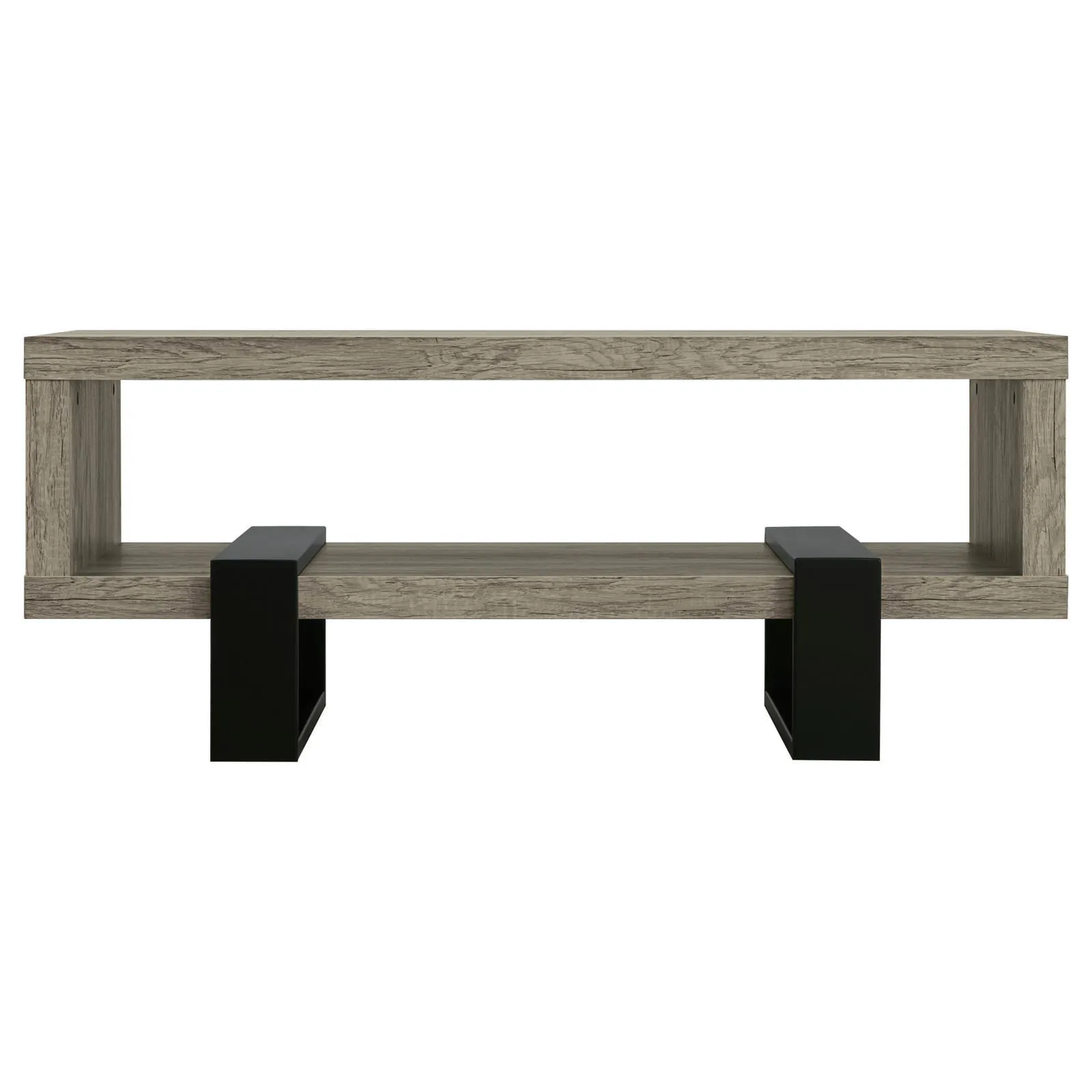 Dinard Gray Driftwood Coffee Table with Shelf - Image 3