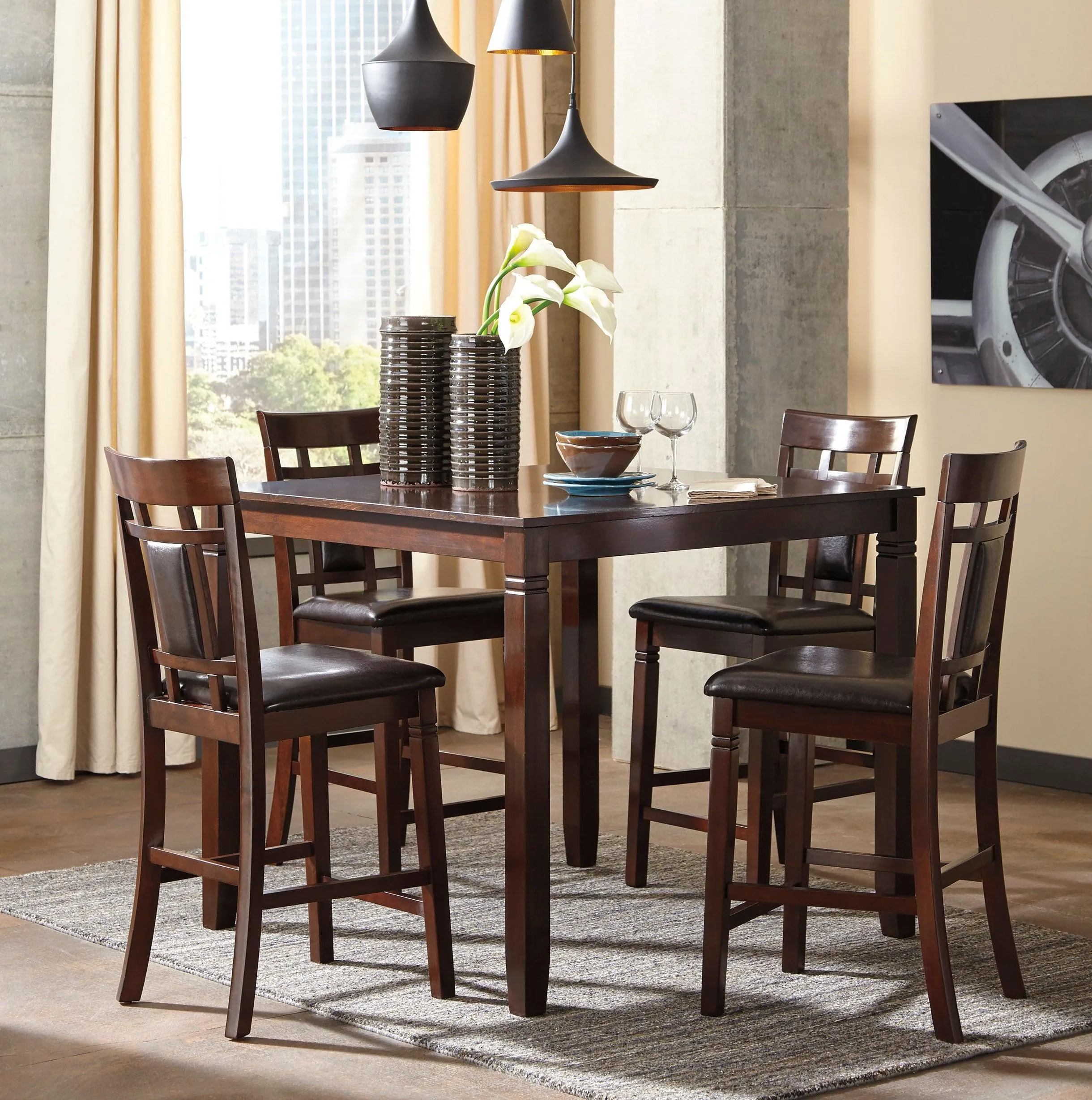Dior Cappuccino 5-Piece Counter Height Set