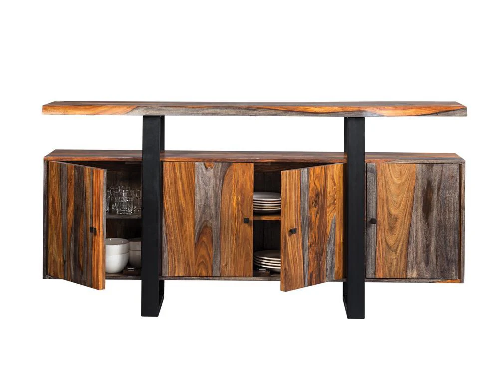 Ditman 4-door Sheesham Solid Wood Sideboard Buffet Grey - Image 3
