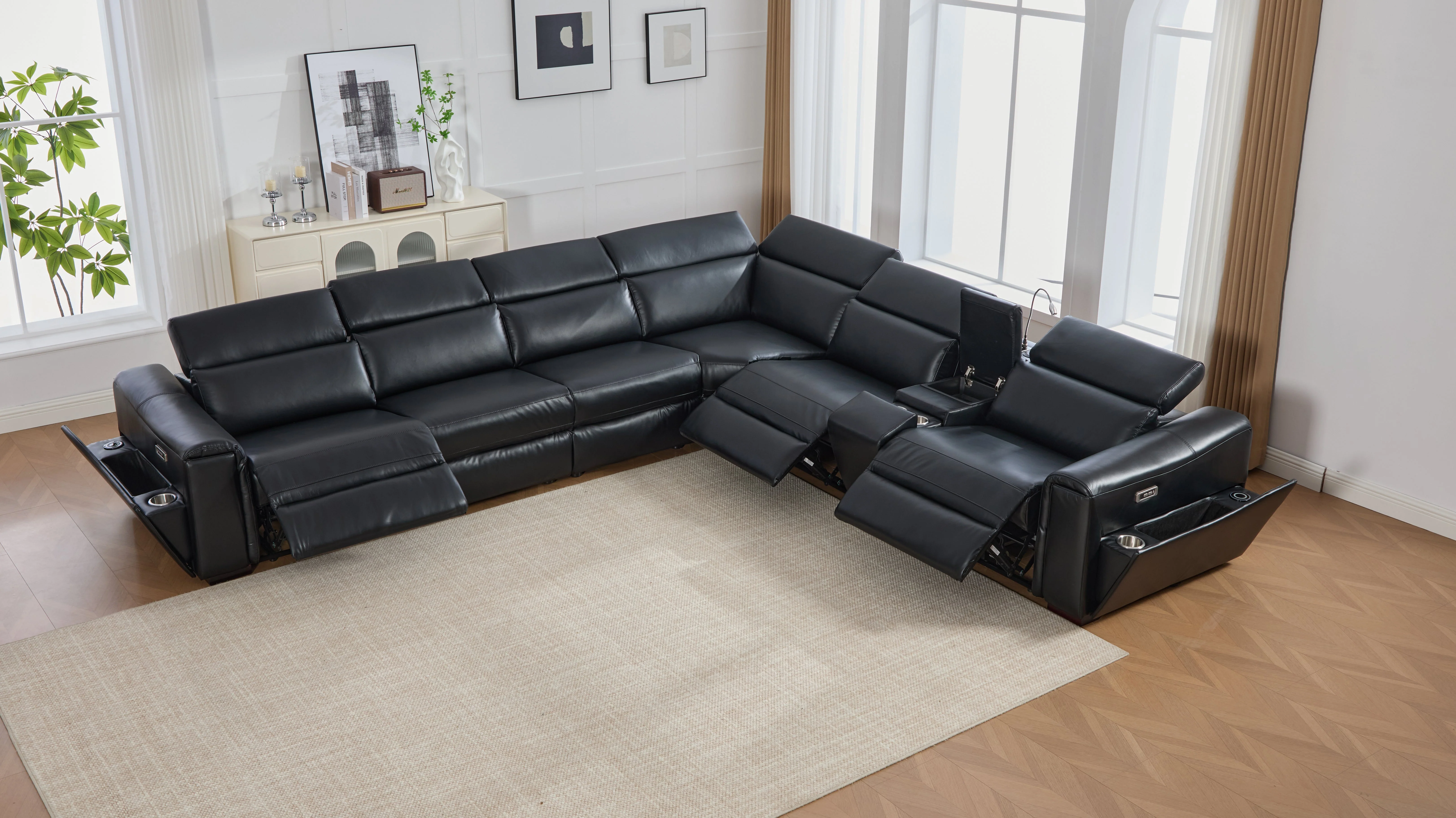 Divani Black 7-Piece Power Reclining Sectional - Image 6
