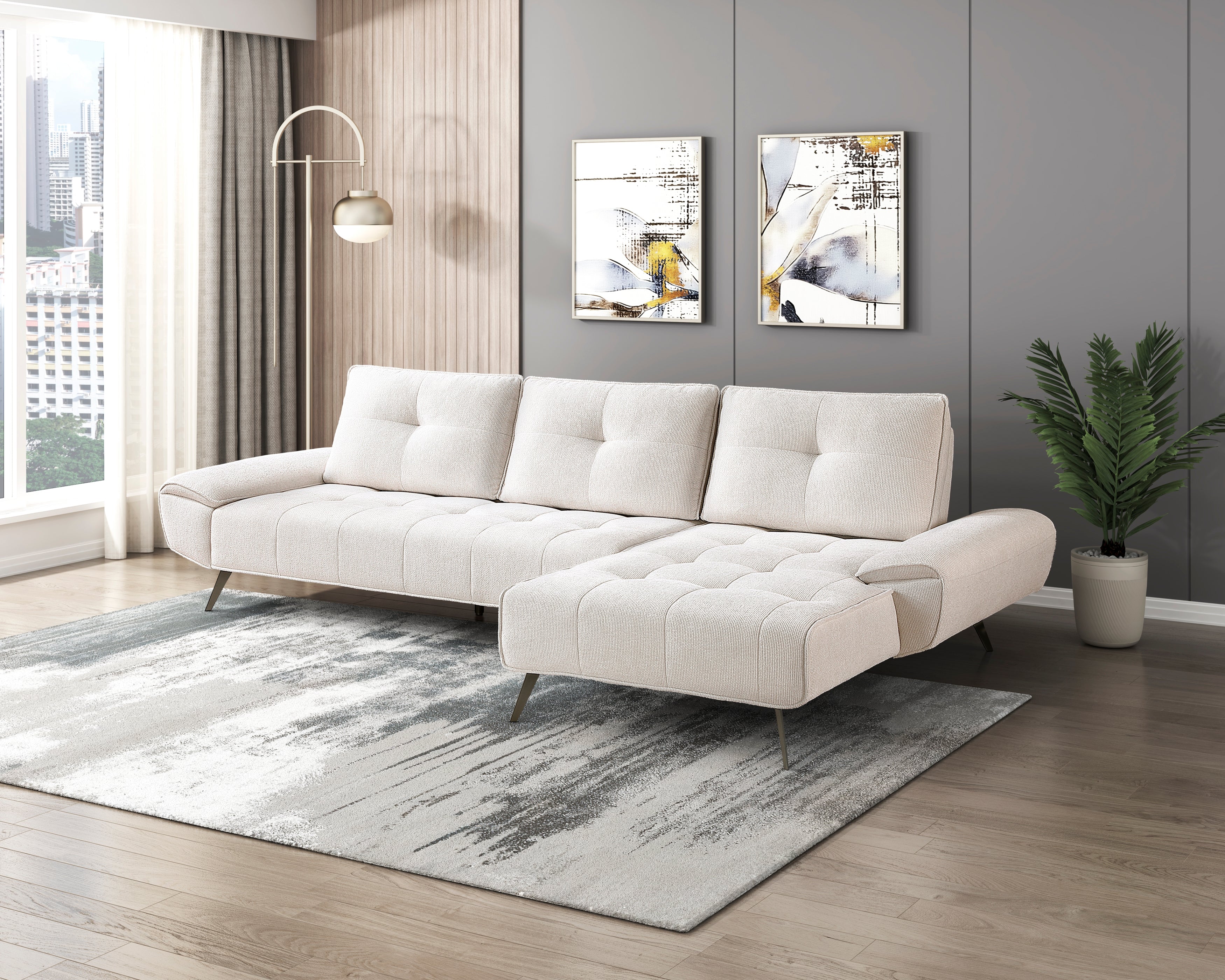 Dominic Beige 2-Piece Sectional with Right Chaise and Dual-position Backs - Image 17