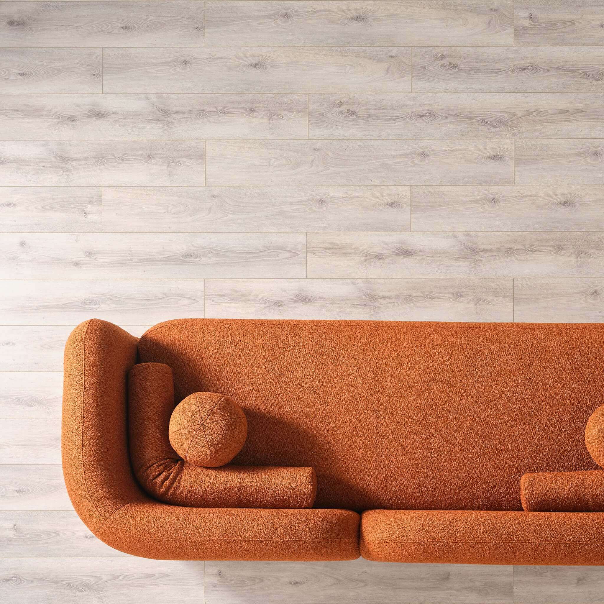 Donna Burnt Orange Japandi Style Boucle Sofa - Image 4