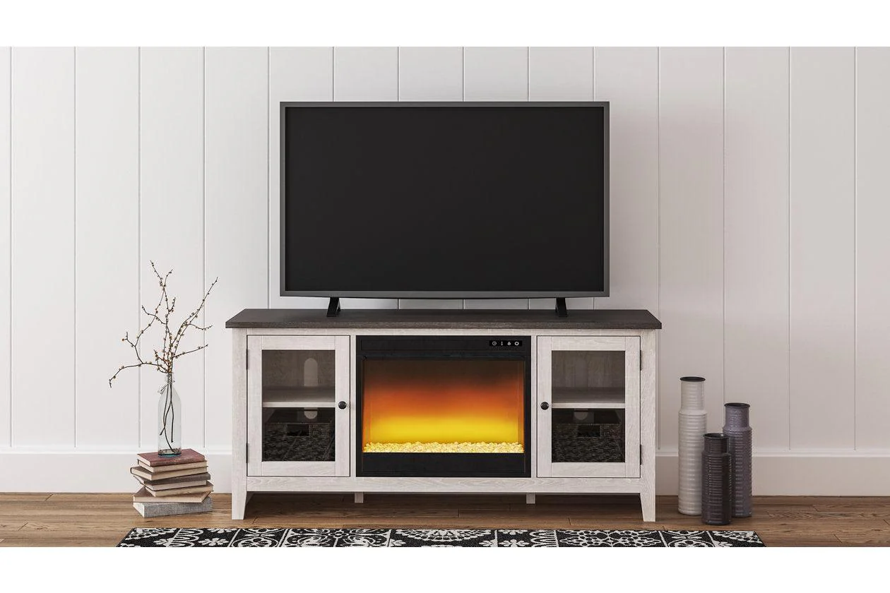 Dorrinson Two-tone 60" TV Stand with Electric Fireplace - Image 2