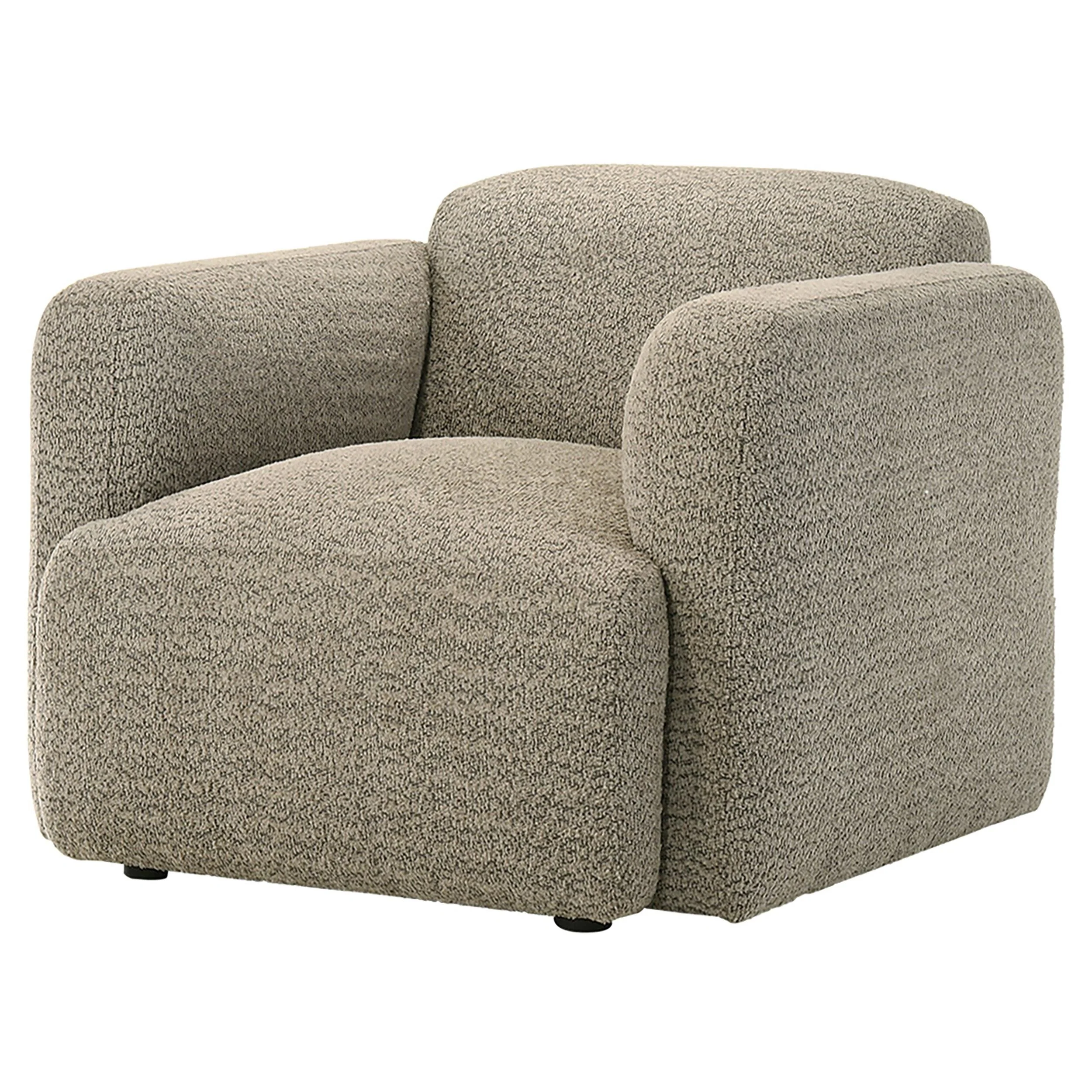 Dorset Brown Fabric Upholstered Round Track Arm Accent Chair - Image 3