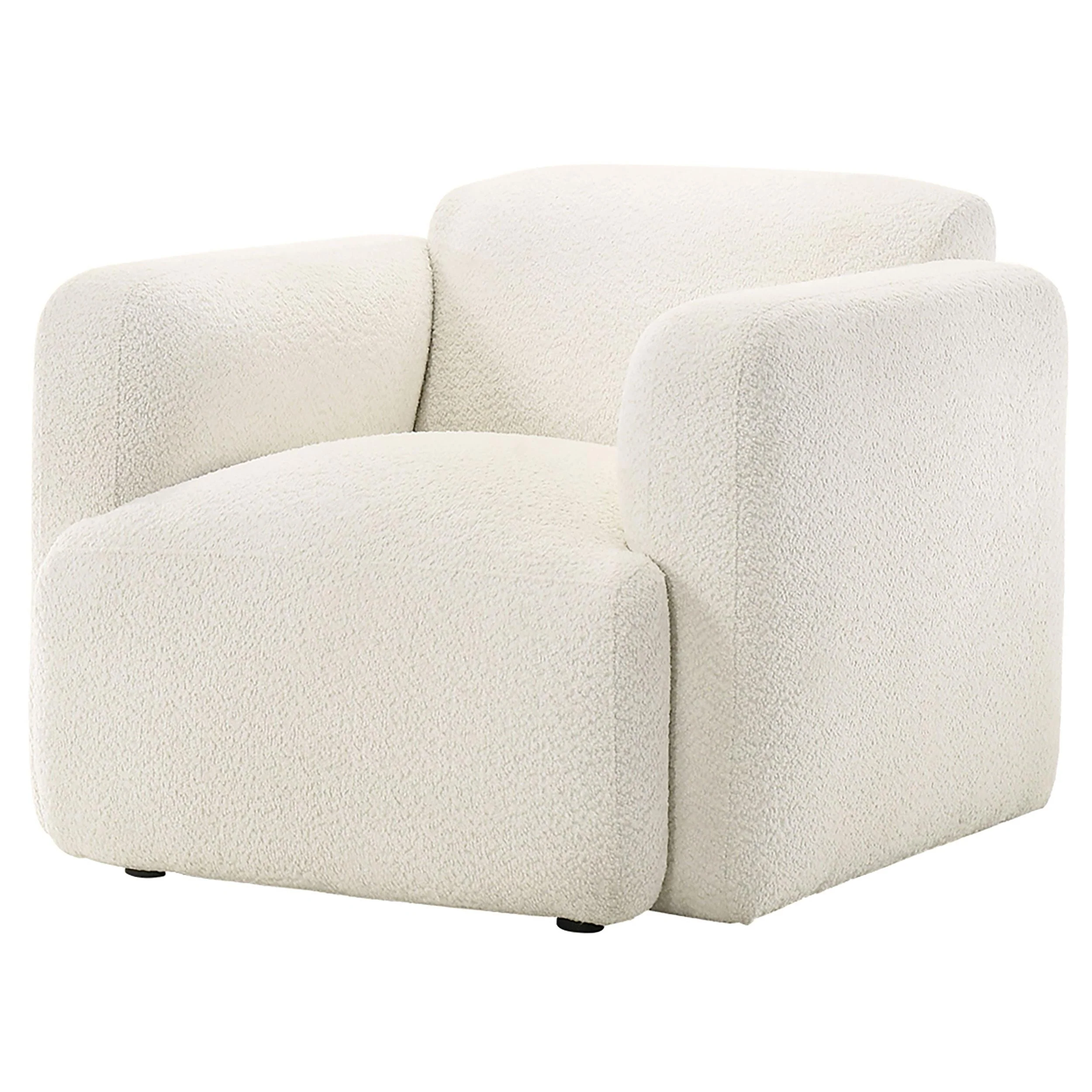 Dorset White Fabric Upholstered Round Track Arm Accent Chair - Image 3