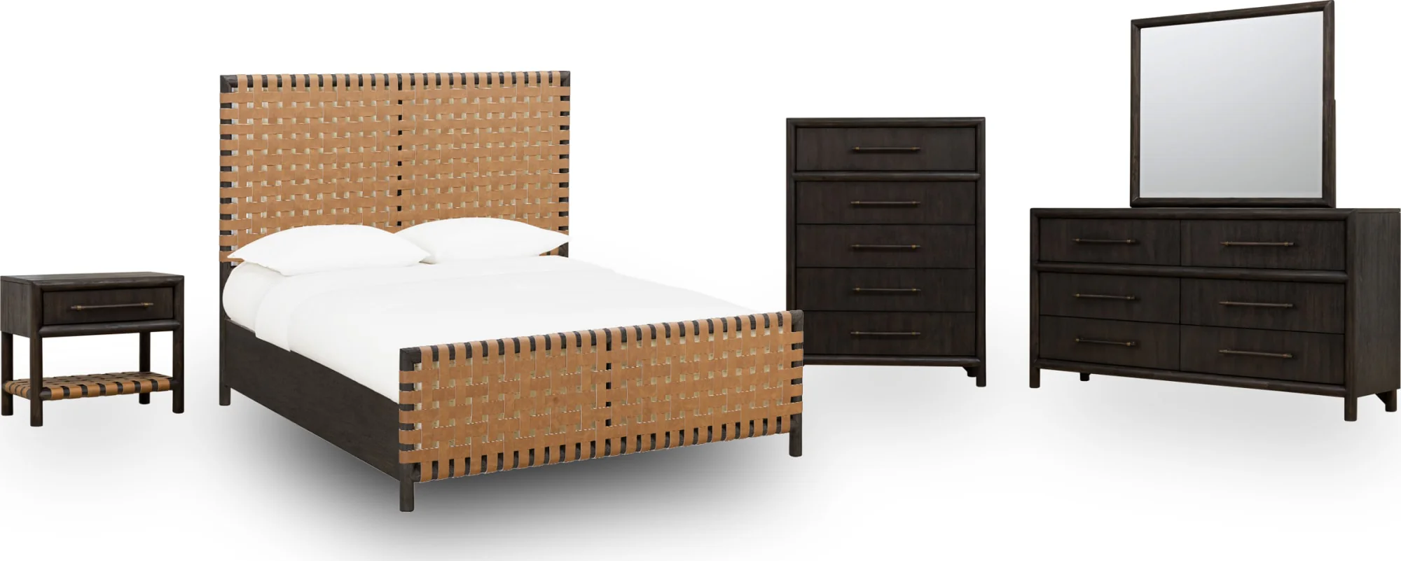 Dorsey Basalt Grey/Ginger California King Woven Panel Bed - Image 7