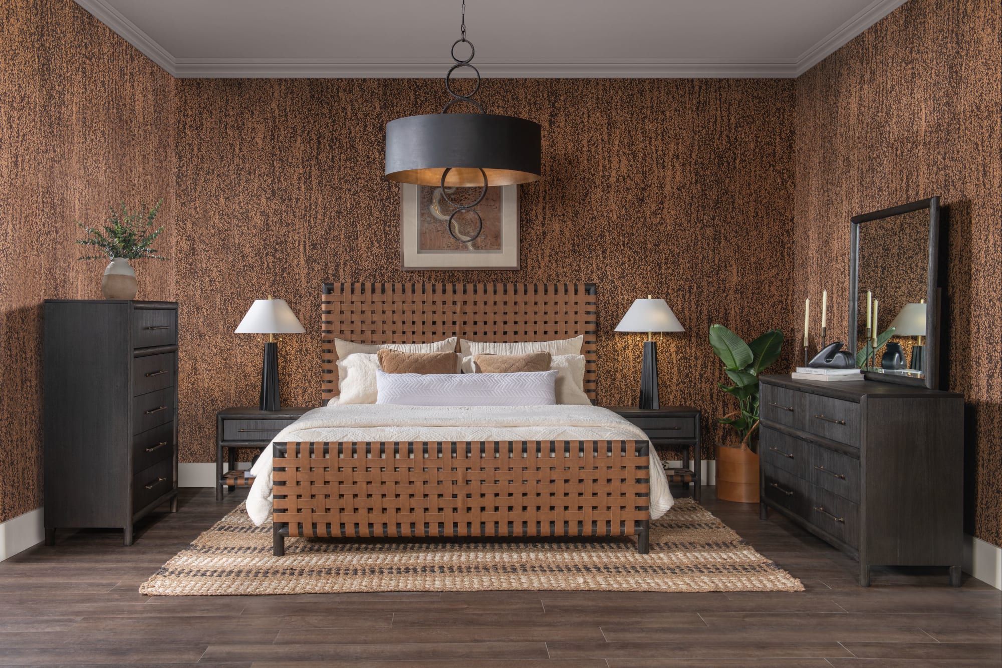 Dorsey Basalt Grey/Ginger King Woven Panel Bed - Image 6