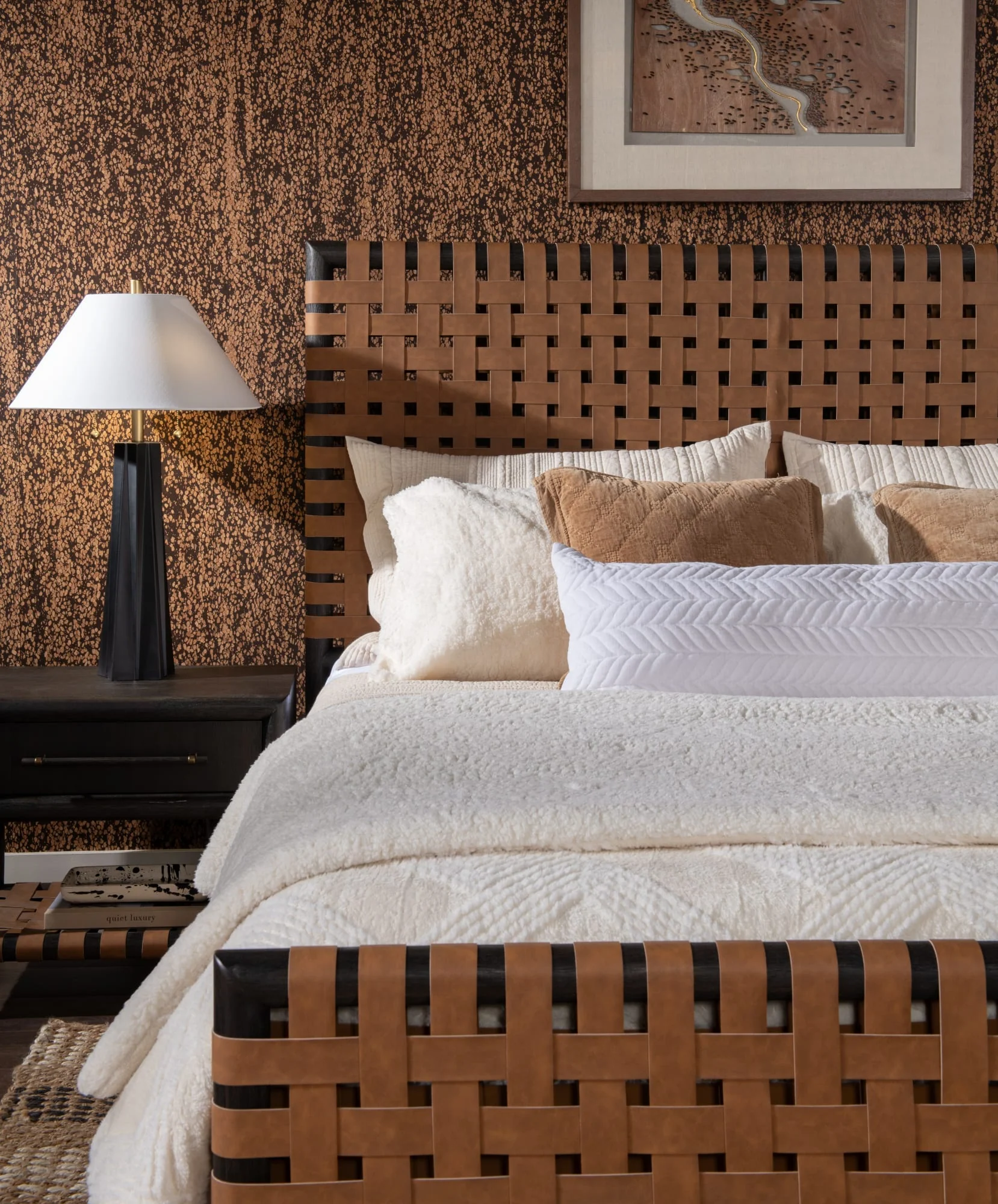 Dorsey Basalt Grey/Ginger Queen Woven Panel Bed - Image 5