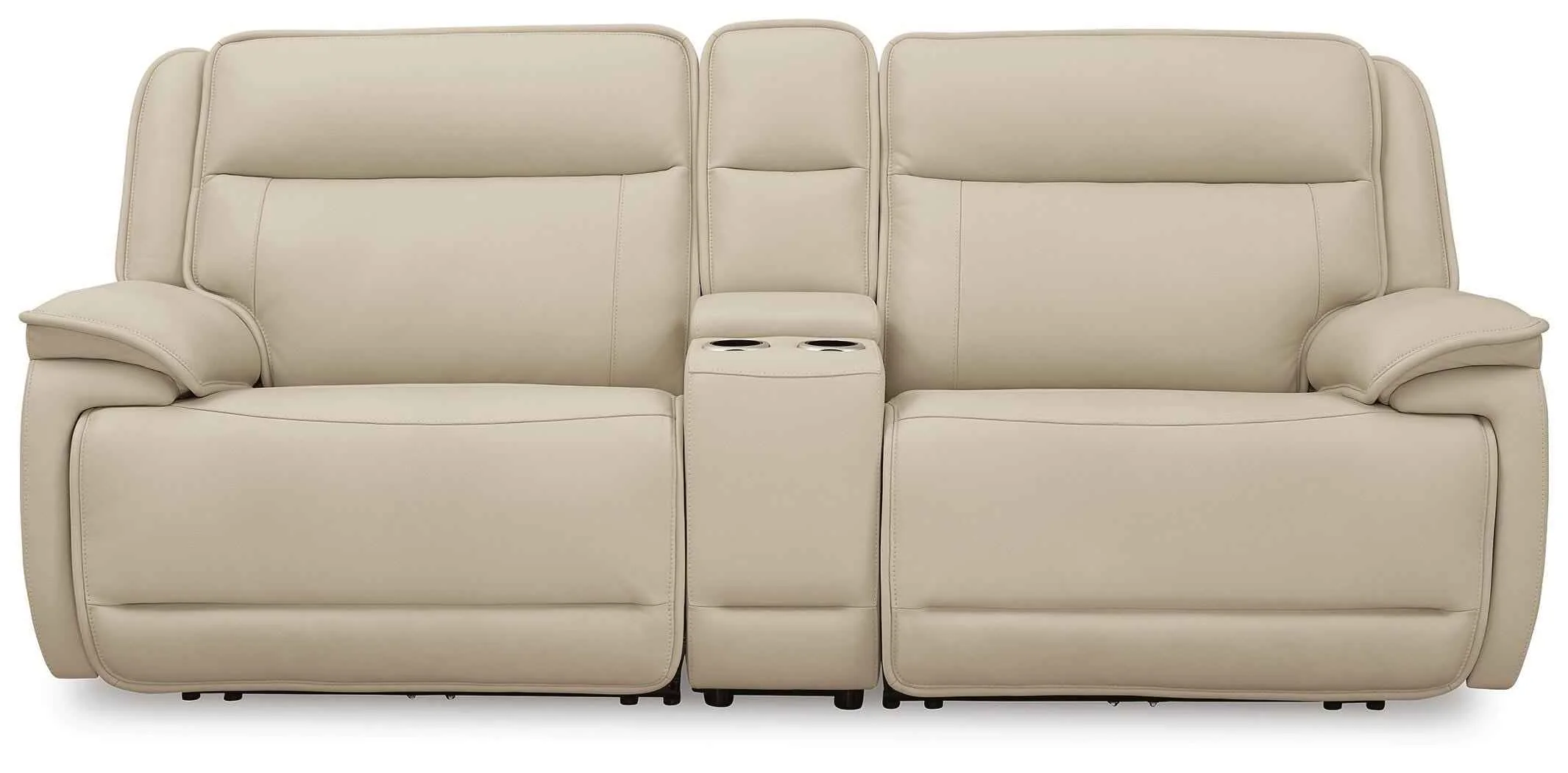 Double Deal Almond Power Reclining Sofa & Loveseat with Console - Image 4