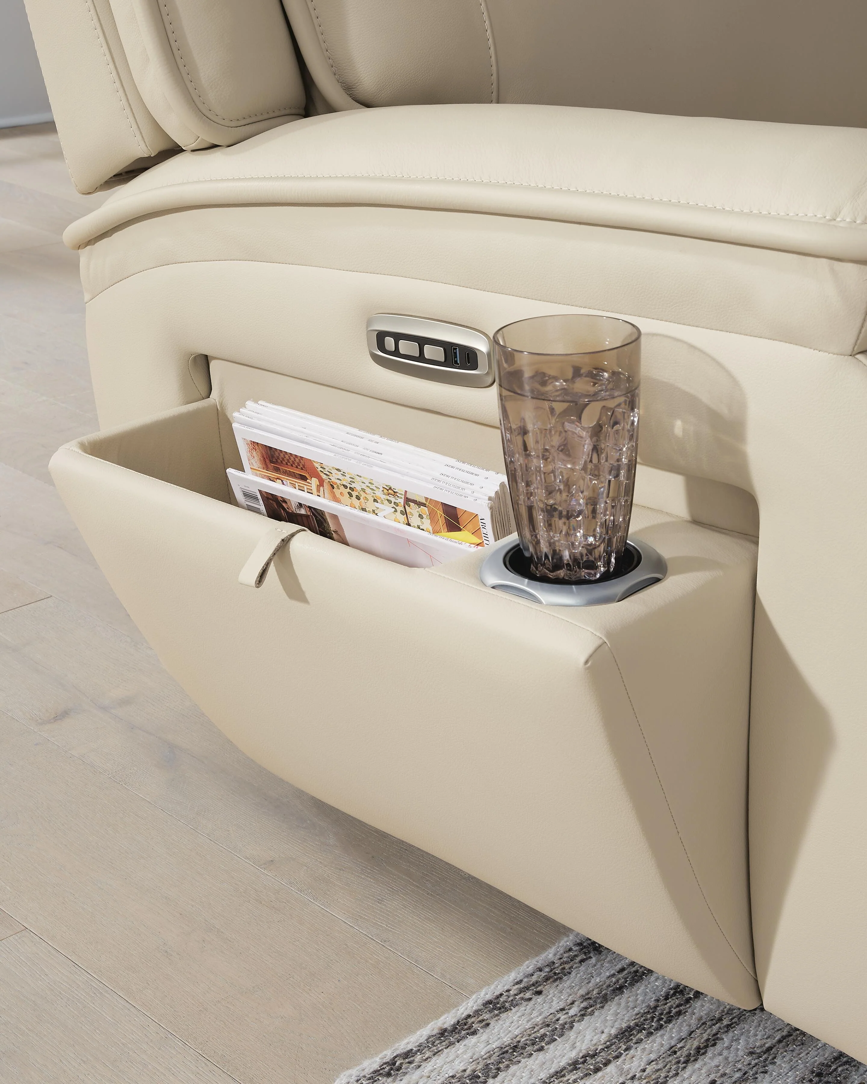Double Deal Almond Power Reclining Sofa & Loveseat with Console - Image 9