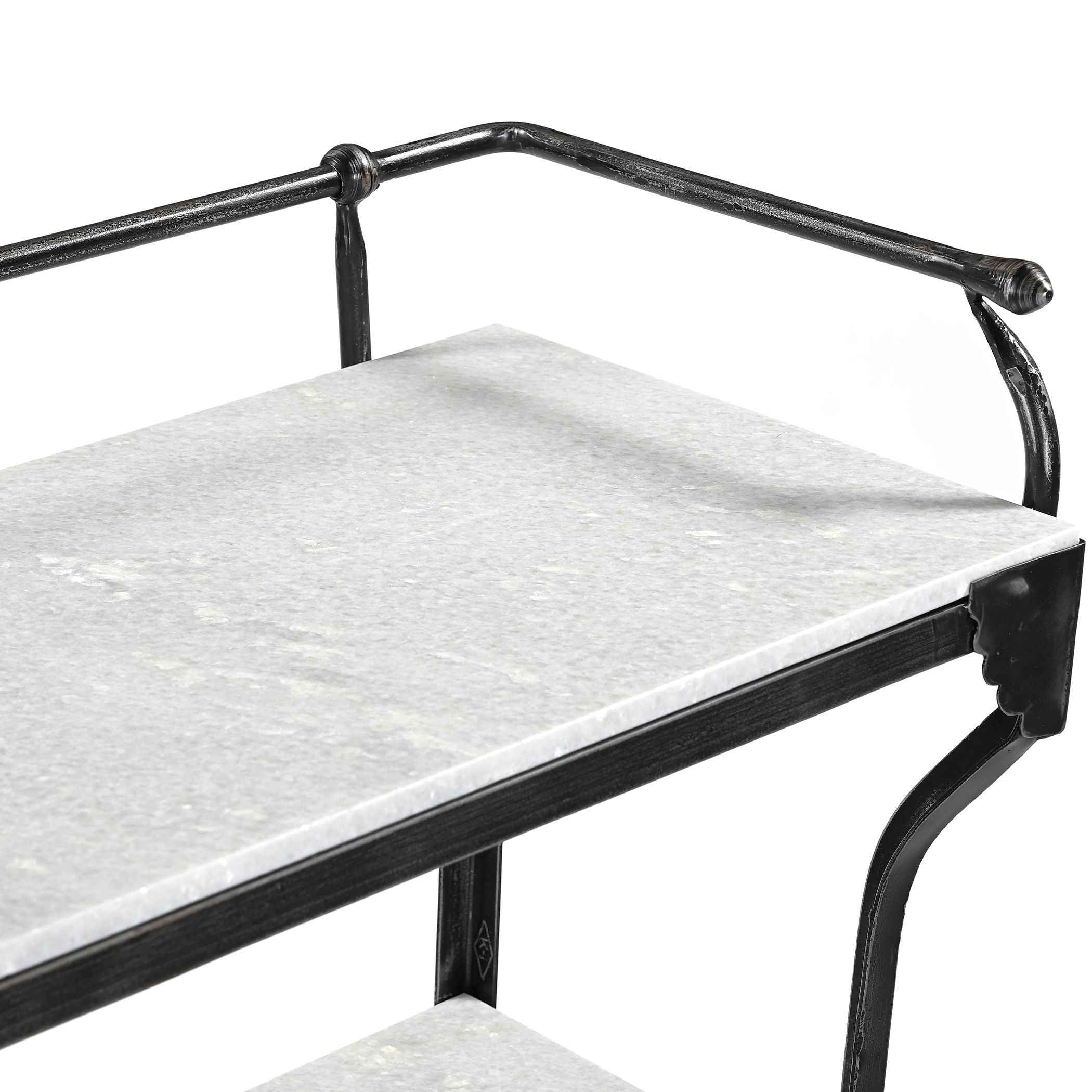 Downey 50" Console Table with White Marble and Black Metal Base - Image 5