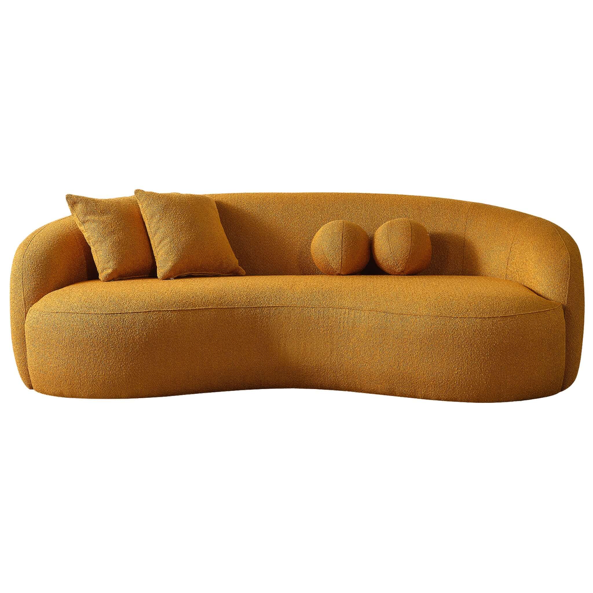 Drake Japandi Style Curvy Gold Boucle Sofa - Image 2
