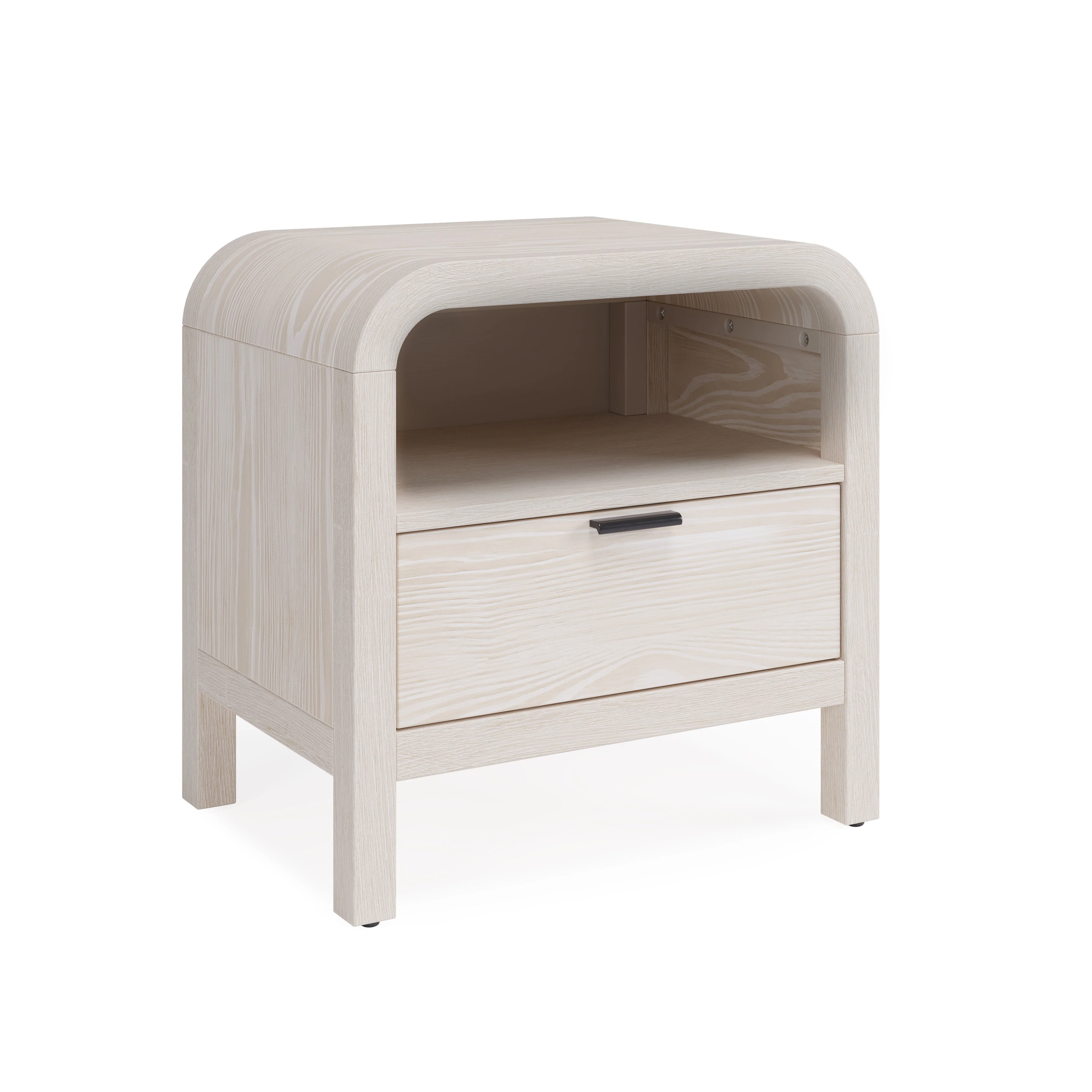 Drake One Drawer One Shelf USB-Charging Nightstand in Sugar - Image 3