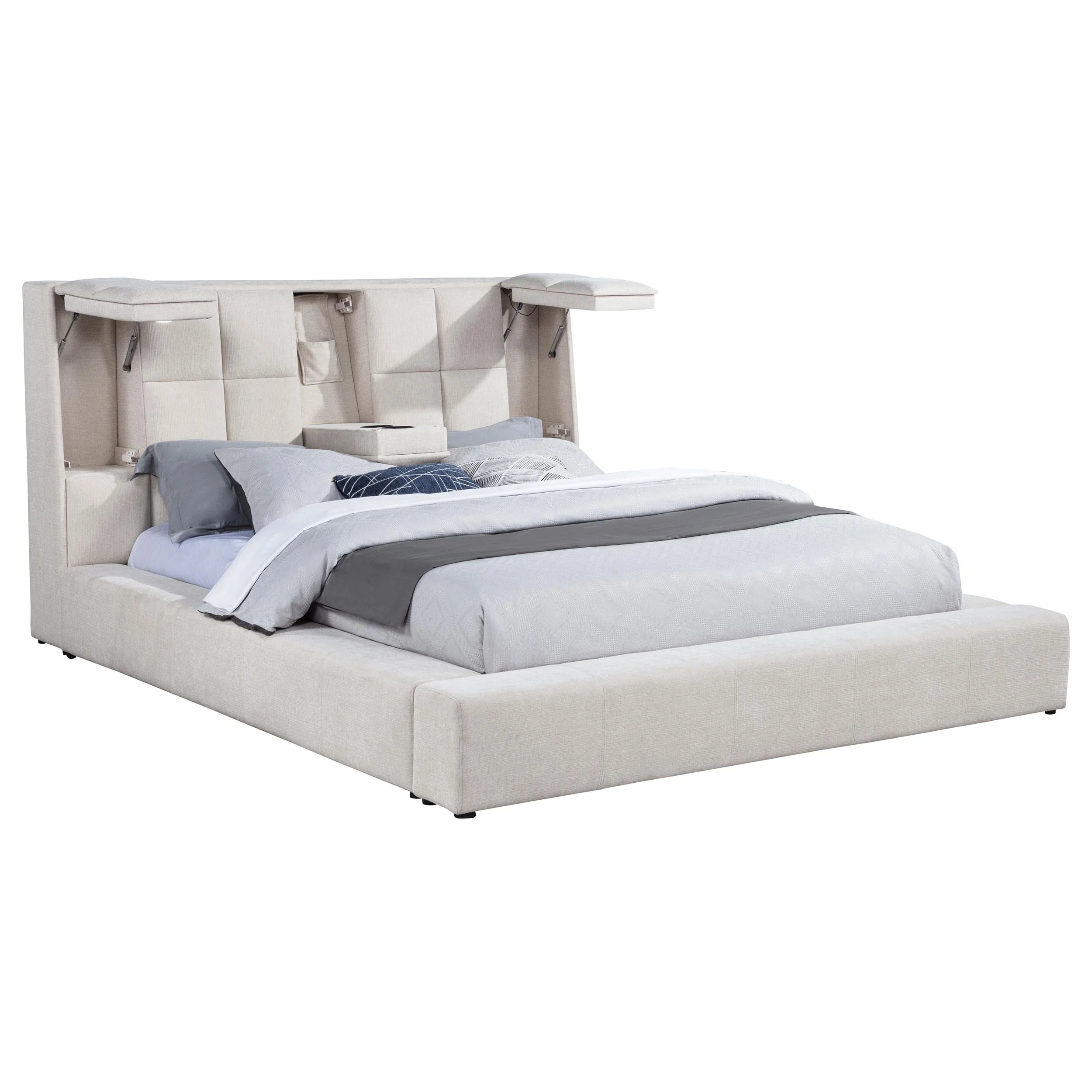 Dreux Cream Upholstered California King Panel Platform Bed - Image 4