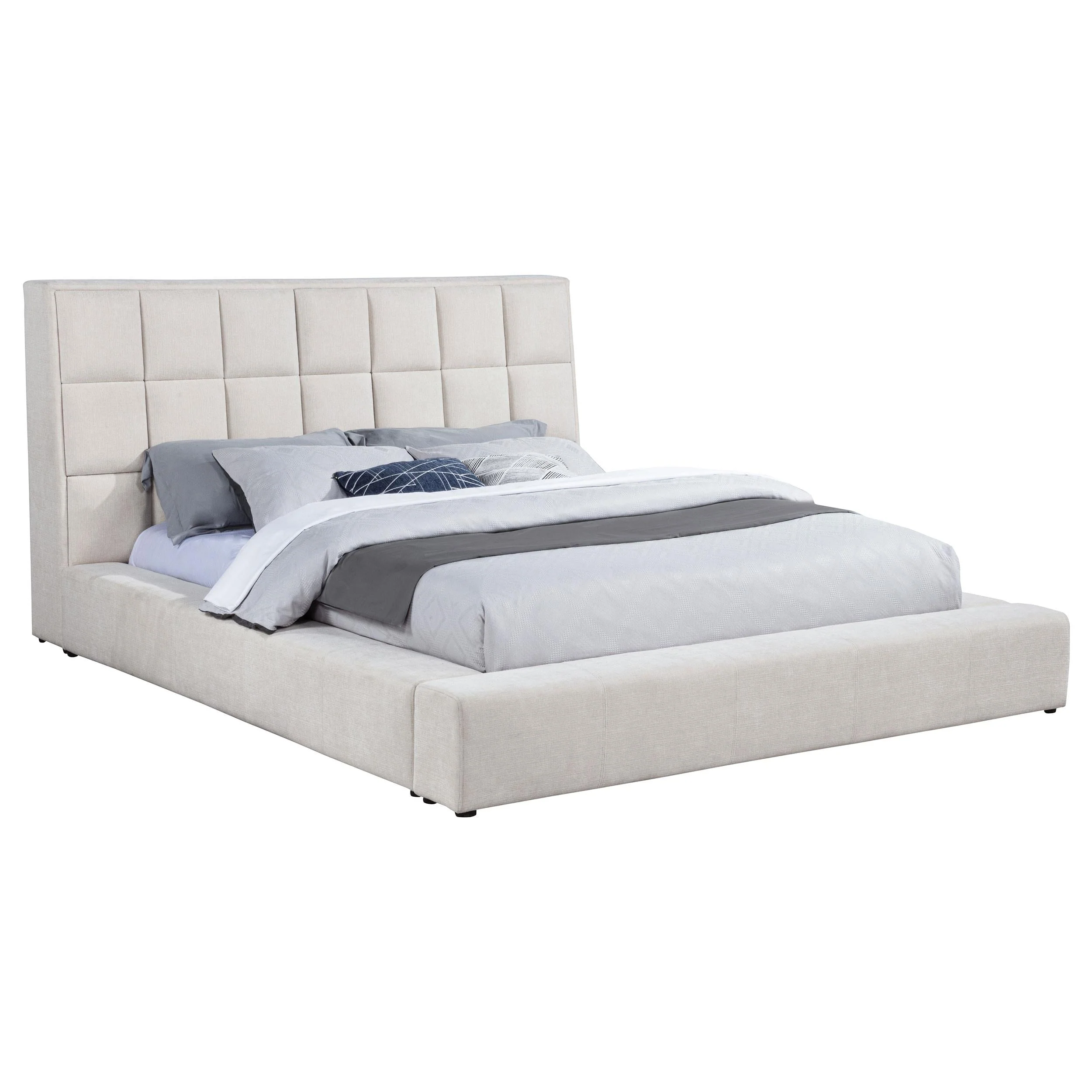 Dreux Cream Upholstered Eastern King Panel Platform Bed - Image 3