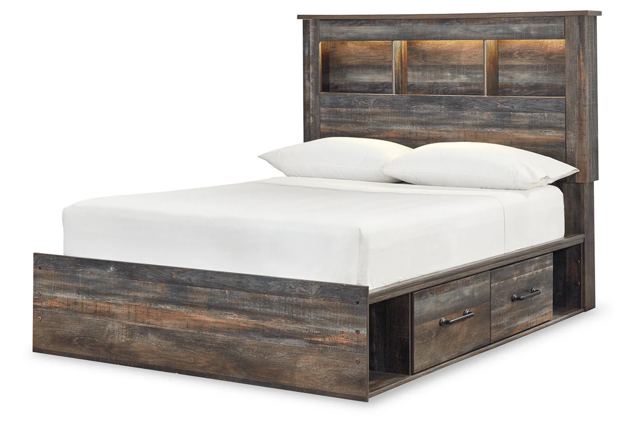 Drystan Multi Full LED Bookcase Storage Platform Bed with 4 Drawers