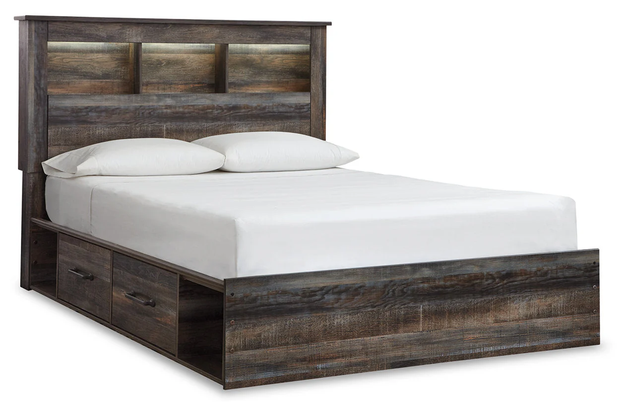 Drystan Multi Queen LED Bookcase Storage Platform Bed with 4 Drawers - Image 2