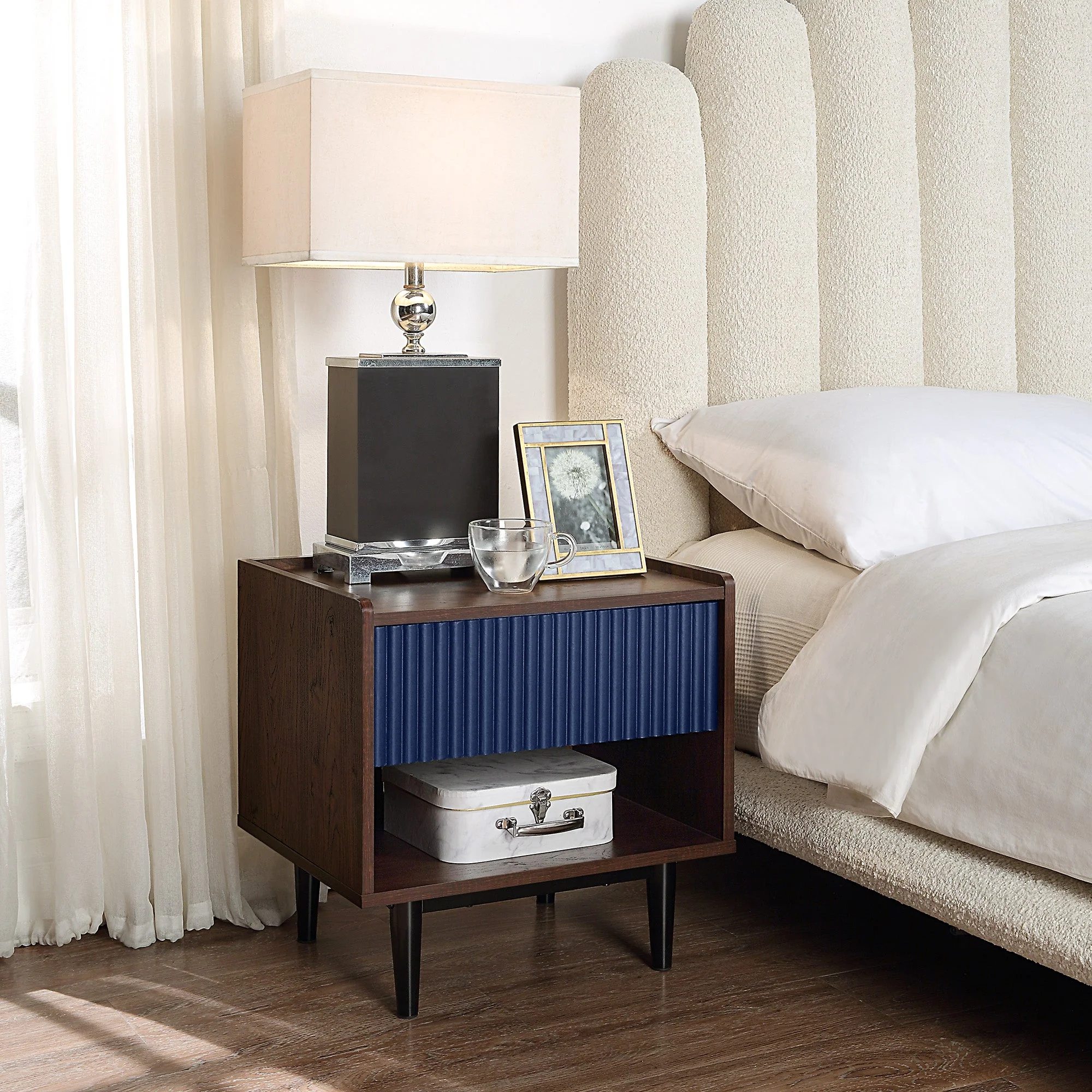 Duane End Table and Coffee Table in Dark Brown and Navy Blue - Image 3