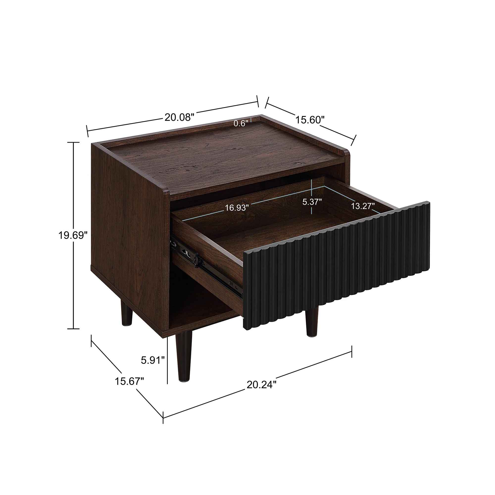 Duane Nightstand in Dark Brown and Black - Image 3