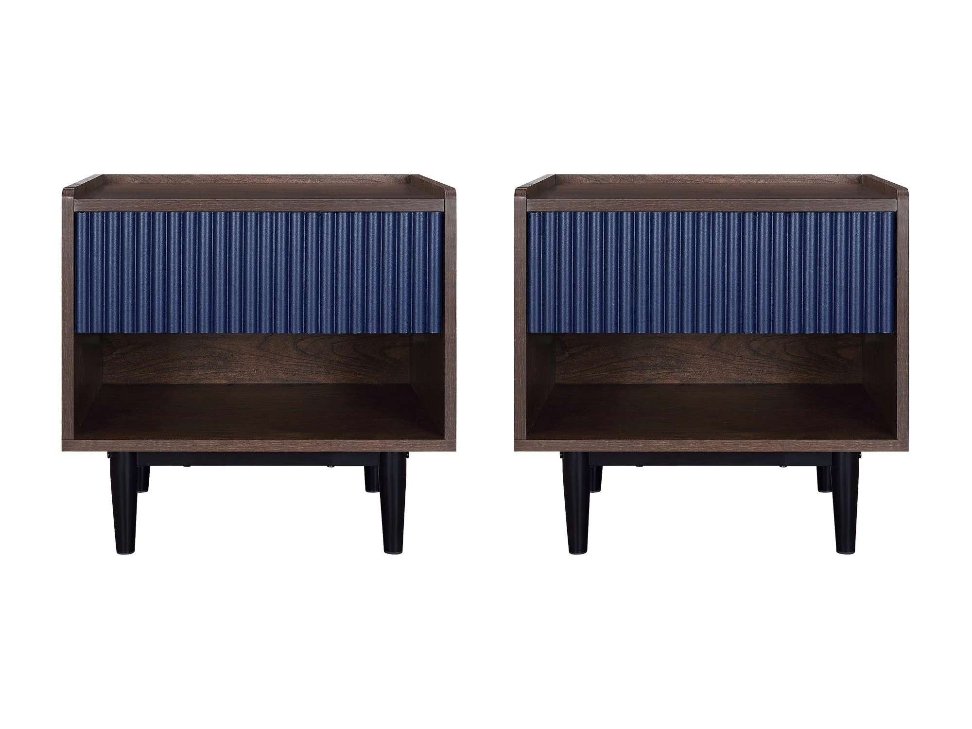 Duane Nightstand in Dark Brown and Navy Blue (set of 2)