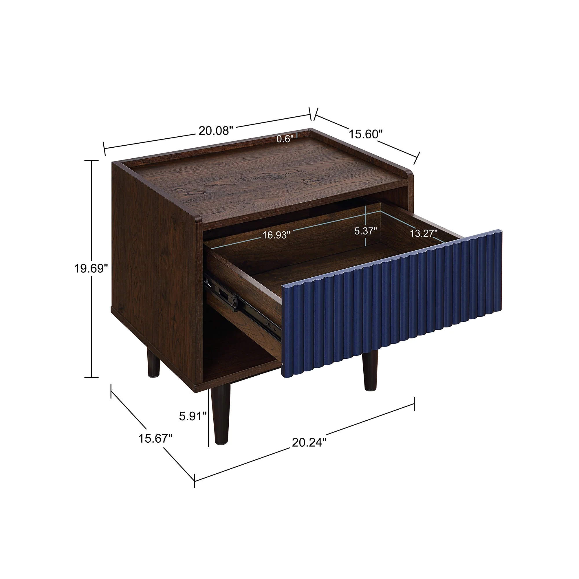 Duane Nightstand in Dark Brown and Navy Blue (set of 2) - Image 3