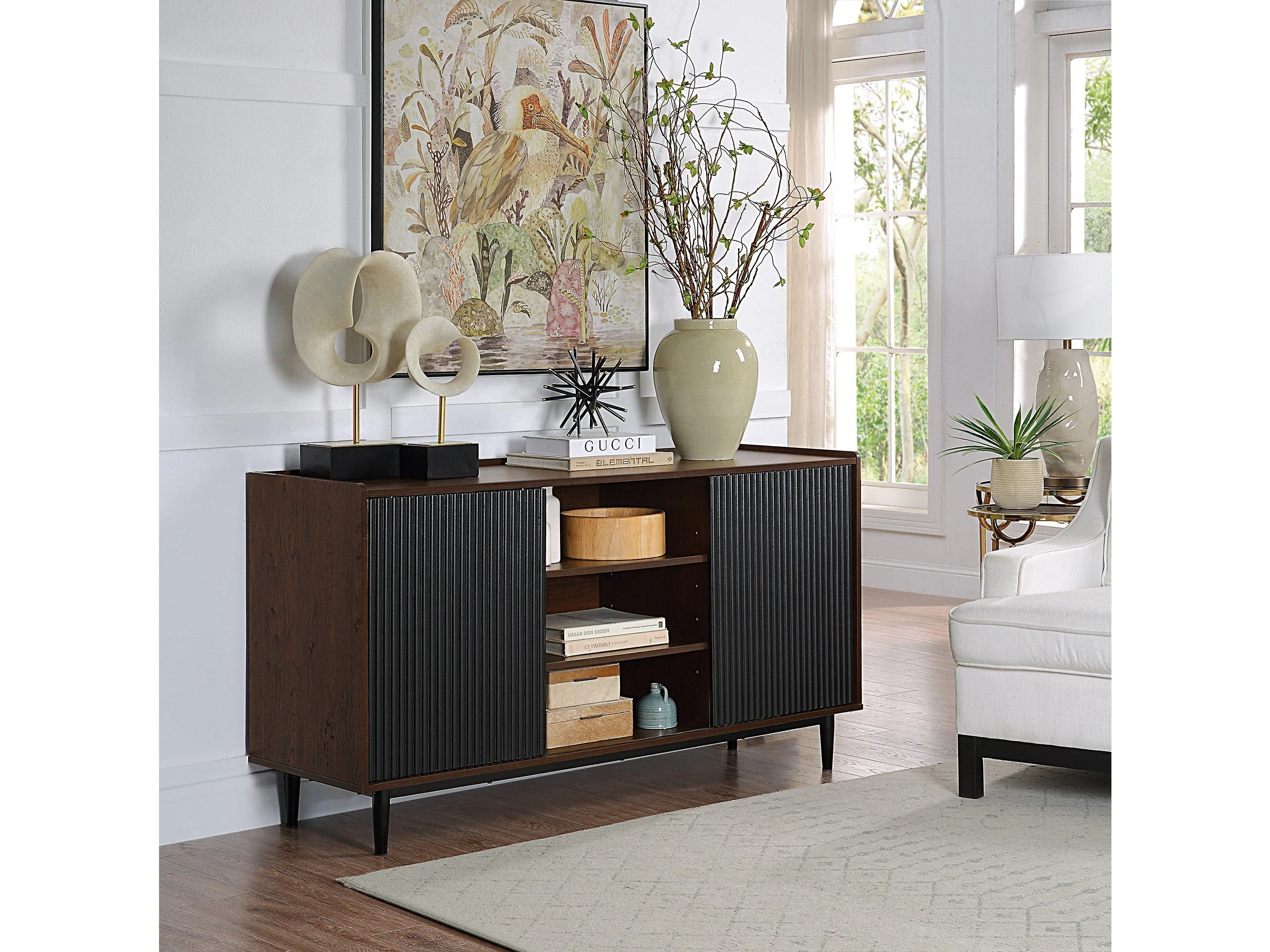 Duane Sideboard in Dark Brown and Black