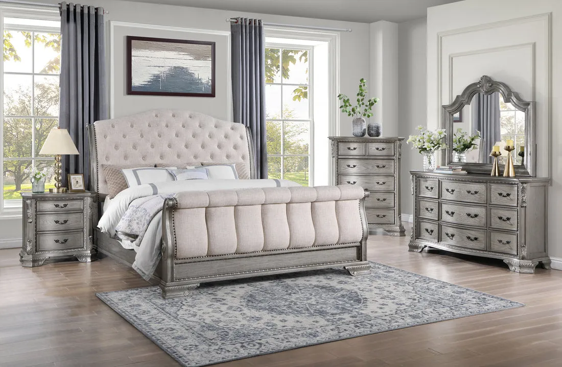 Dulaine Antique Silver 4-piece Bedroom Set