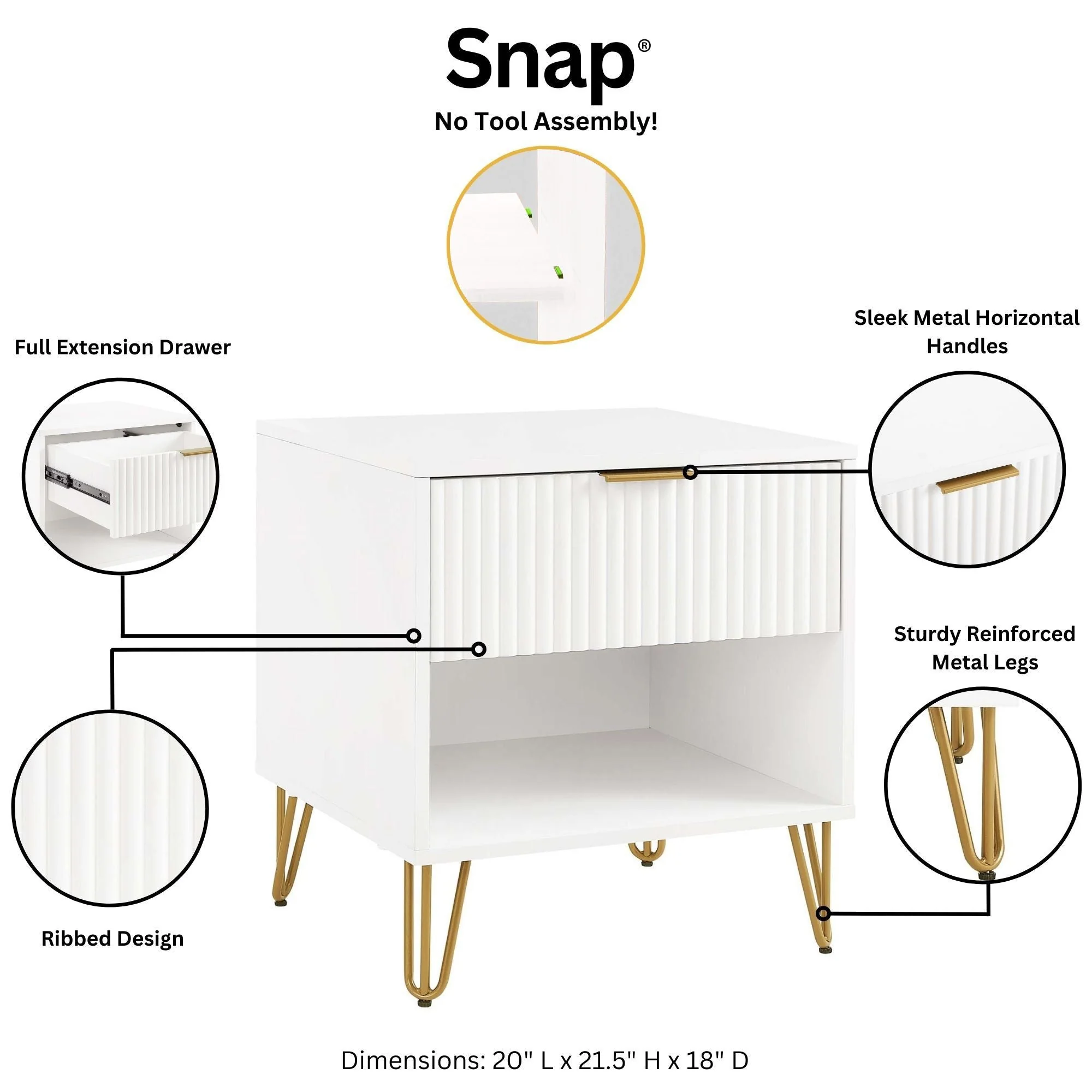 DUMBO 1.0 Nightstand in White (set of 2) - Image 4