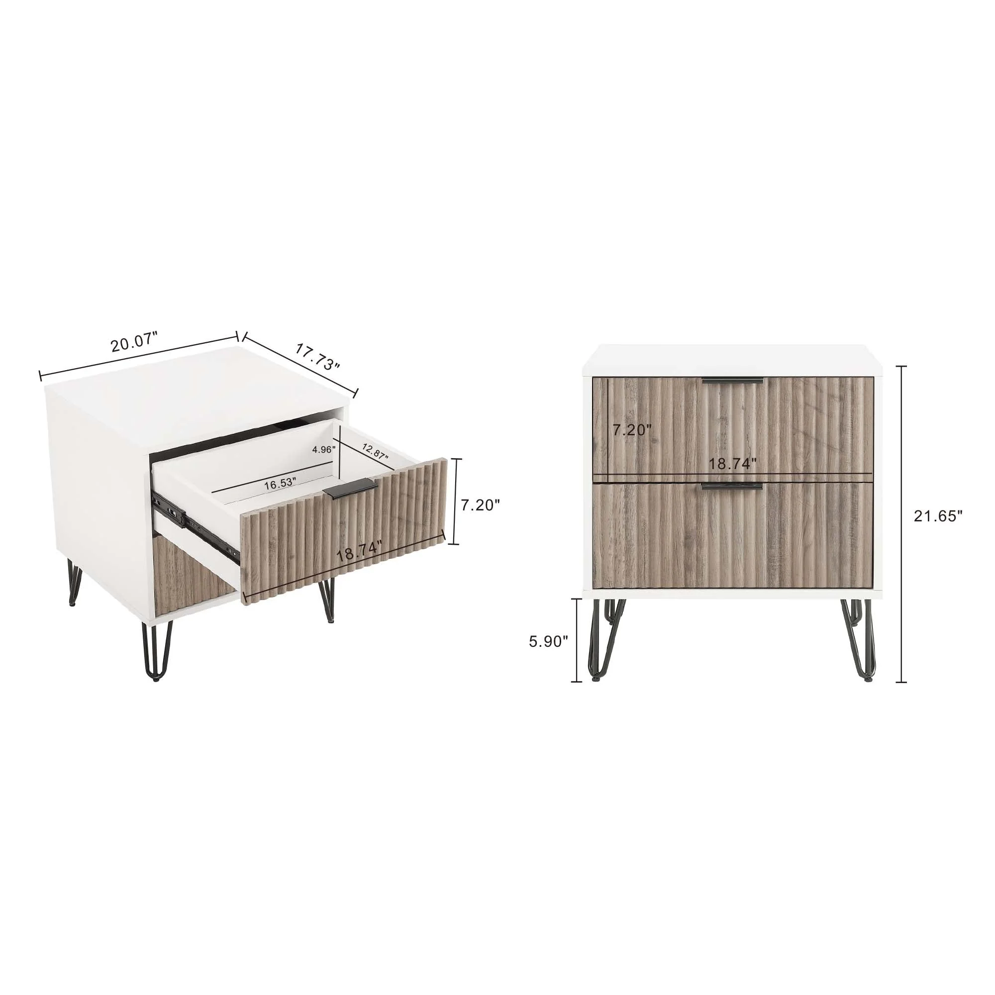 DUMBO 2.0 Nightstand in White and Rustic Grey (set of 2) - Image 3