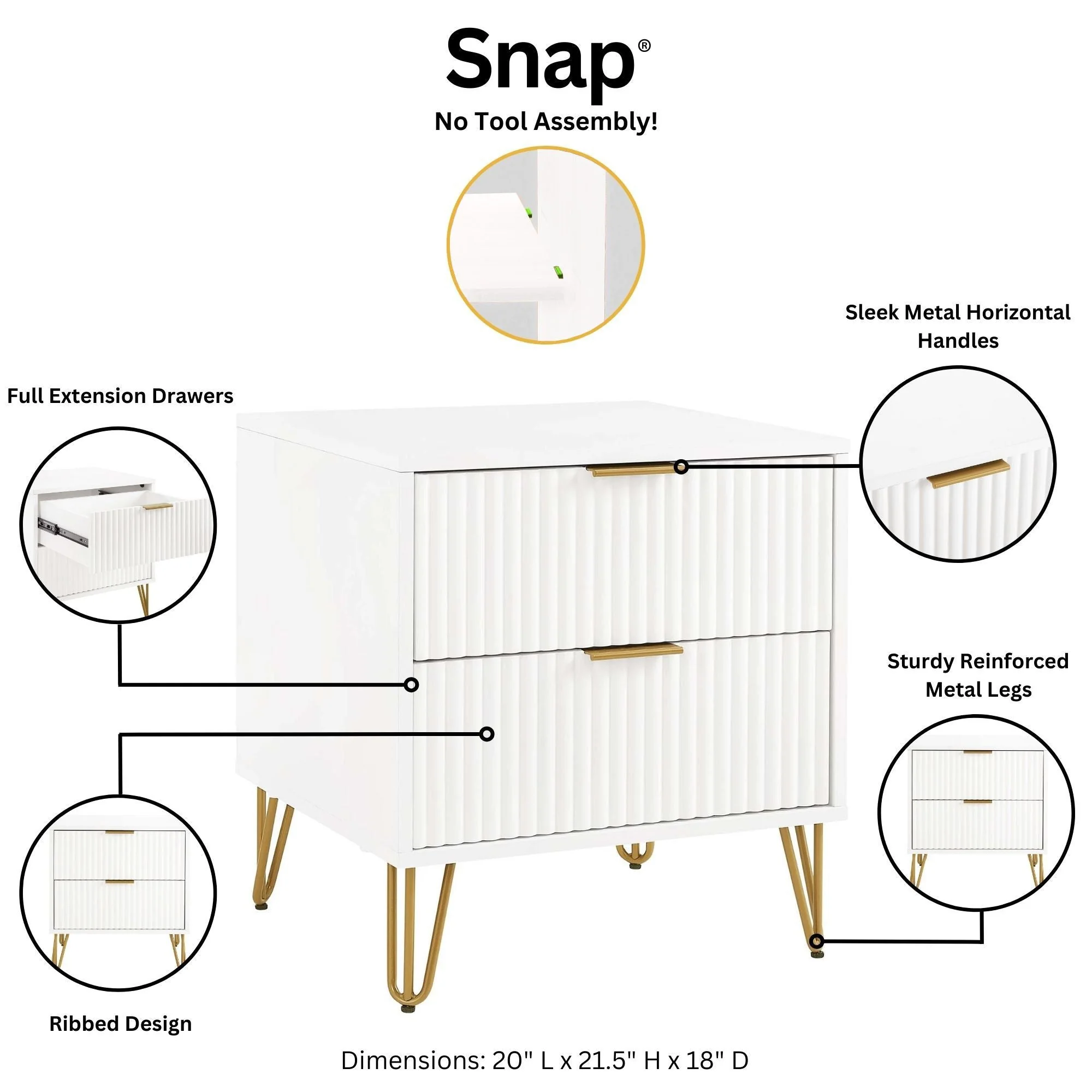 DUMBO 2.0 Nightstand in White (set of 2) - Image 4